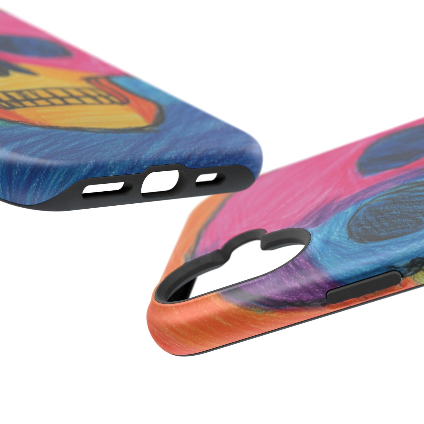 Colorful Skull Phone Case, Unique Art Case, Halloween Gift, Cute Skull Design, Impact-Resistant Cover