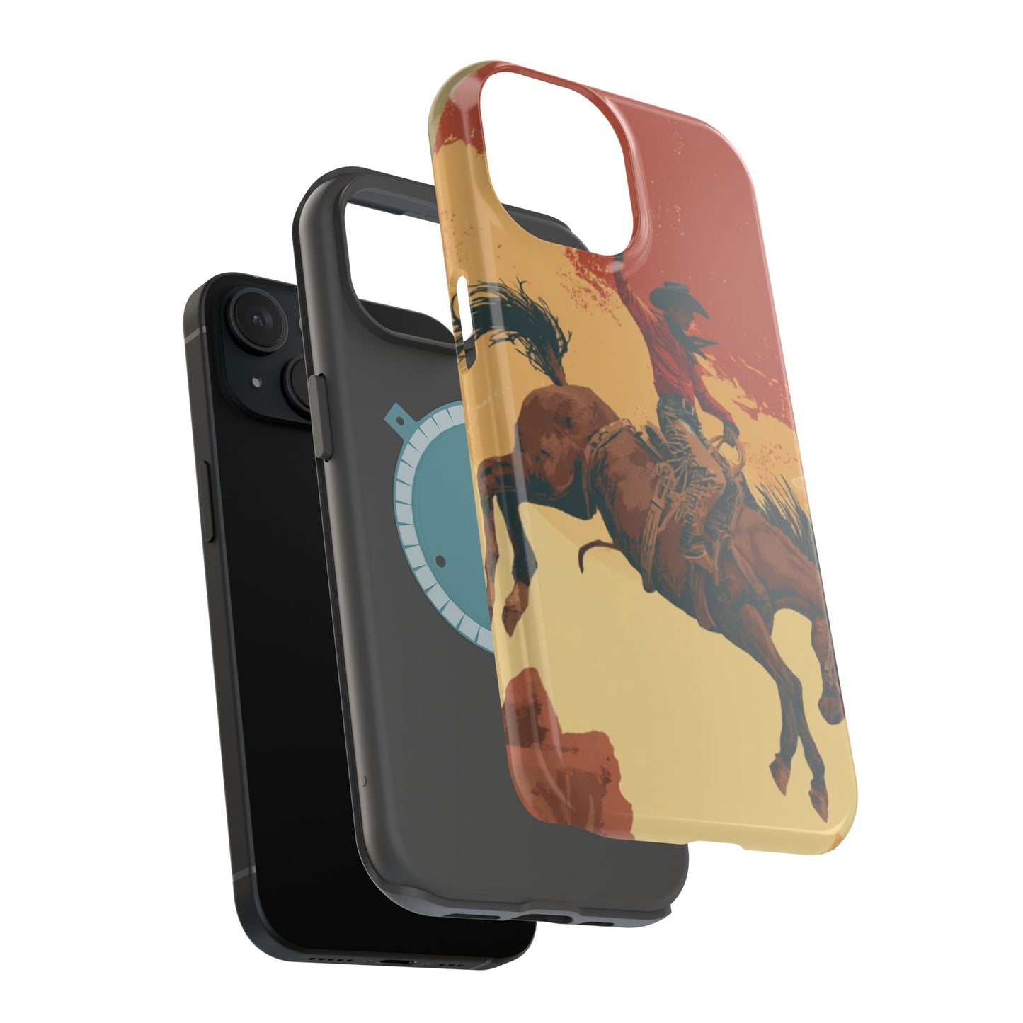 Magnetic Phone Case - Vintage Cowboy Design, Durable Cell Phone Cover, Western Style Accessory, Unique Gift for Rodeo Fans, Protective Case