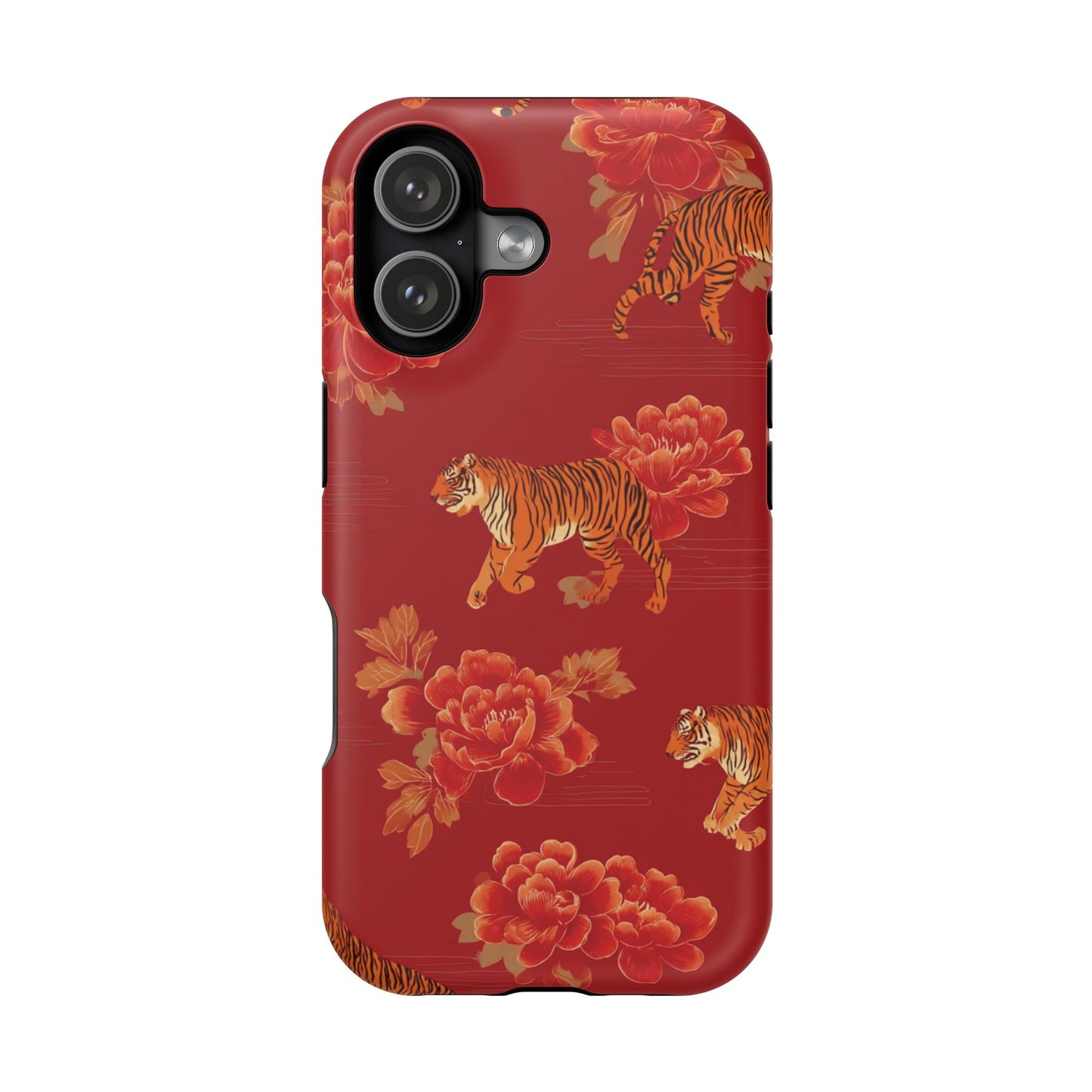 Vibrant Tiger Floral Phone Case - Impact-Resistant, Gift for Animal Lovers, Trendy Accessory, Unique Protection
