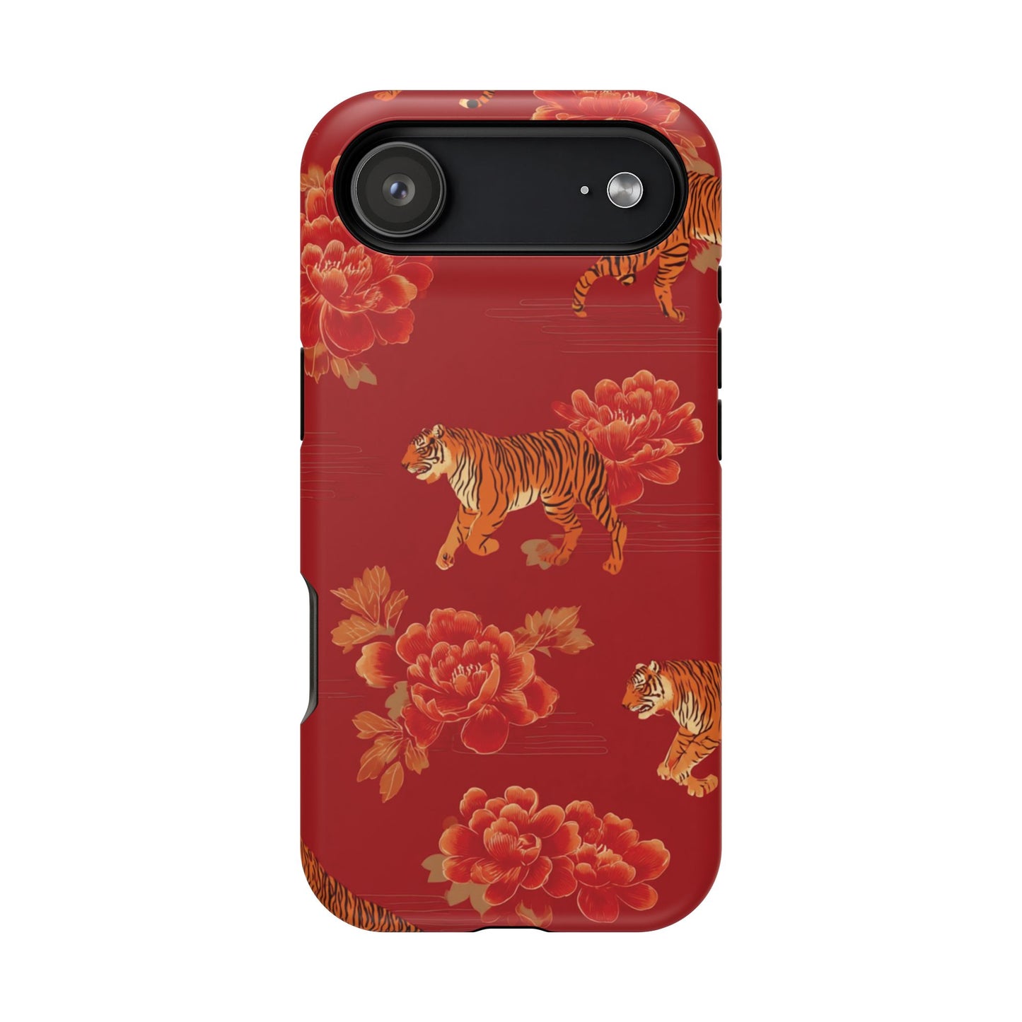 Vibrant Tiger Floral Phone Case - Impact-Resistant, Gift for Animal Lovers, Trendy Accessory, Unique Protection
