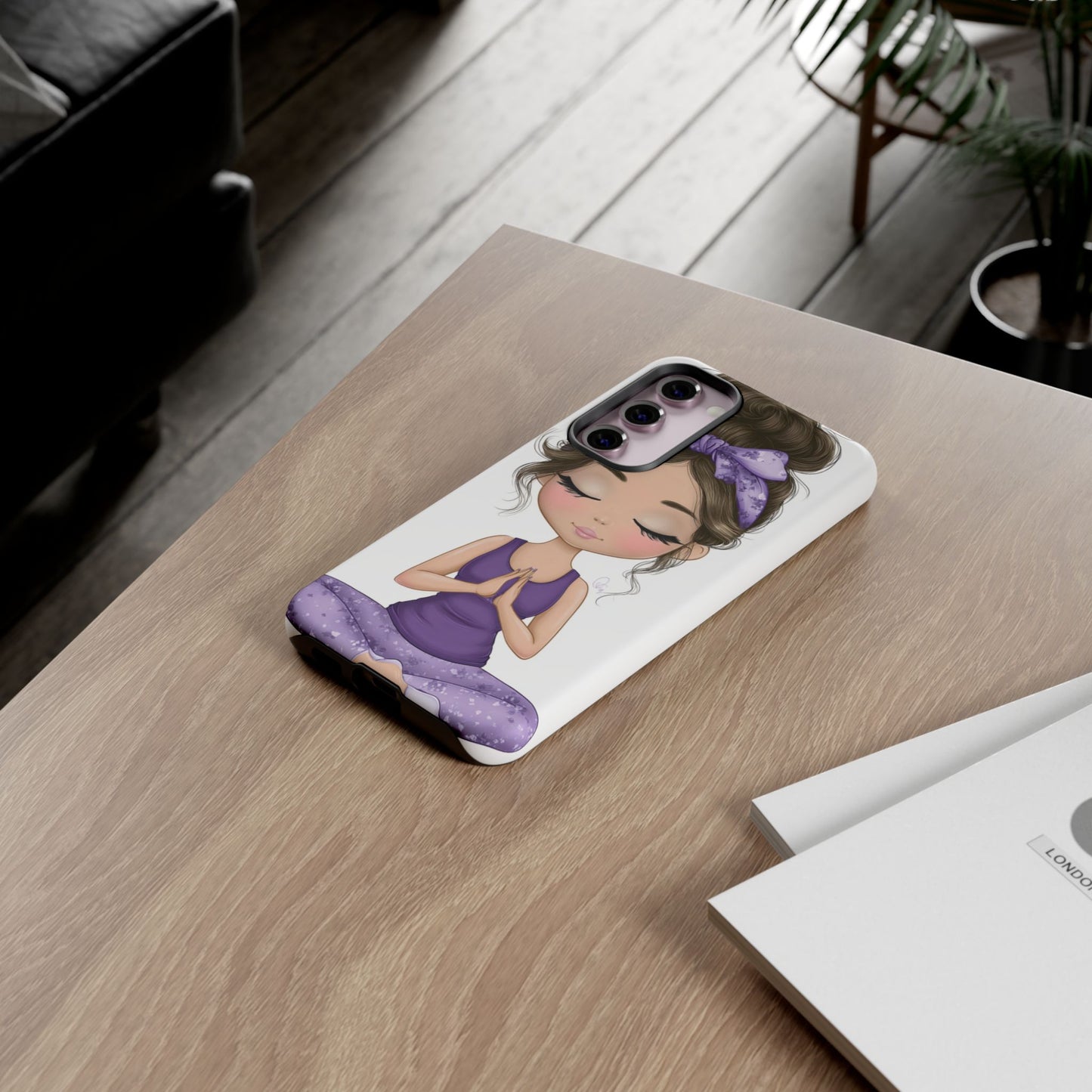 Yoga Phone Case for Mindfulness, Cute Girl Design, Gift for Yogis, Meditation Accessory, Stylish Phone Cover, Zen Vibe