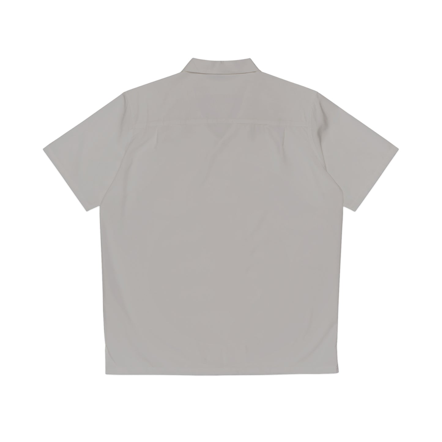 No Flaws Logo-Print Hawaiian Shirt – Stone Grey