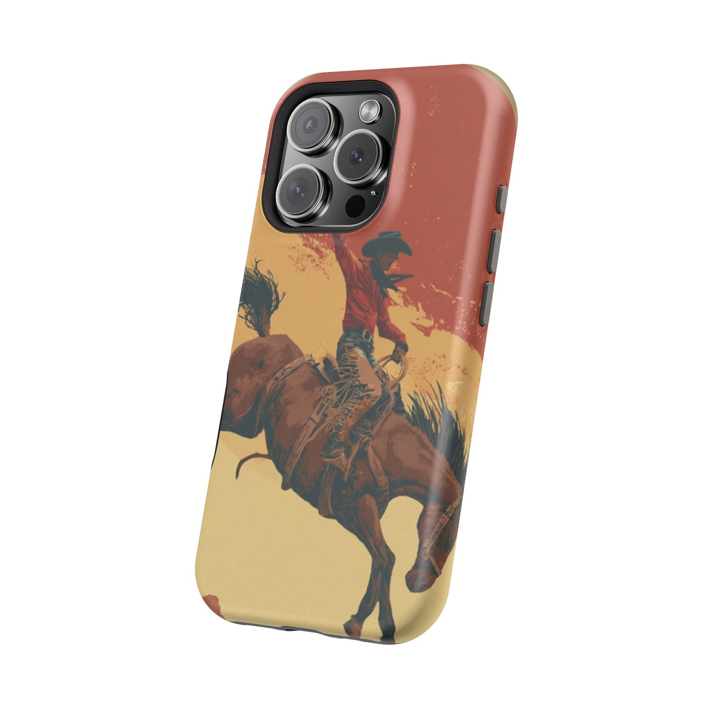 Magnetic Phone Case - Vintage Cowboy Design, Durable Cell Phone Cover, Western Style Accessory, Unique Gift for Rodeo Fans, Protective Case