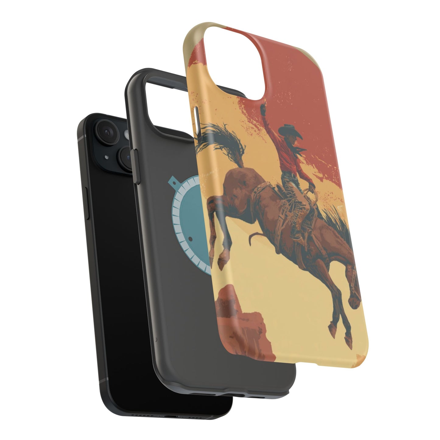 Magnetic Phone Case - Vintage Cowboy Design, Durable Cell Phone Cover, Western Style Accessory, Unique Gift for Rodeo Fans, Protective Case