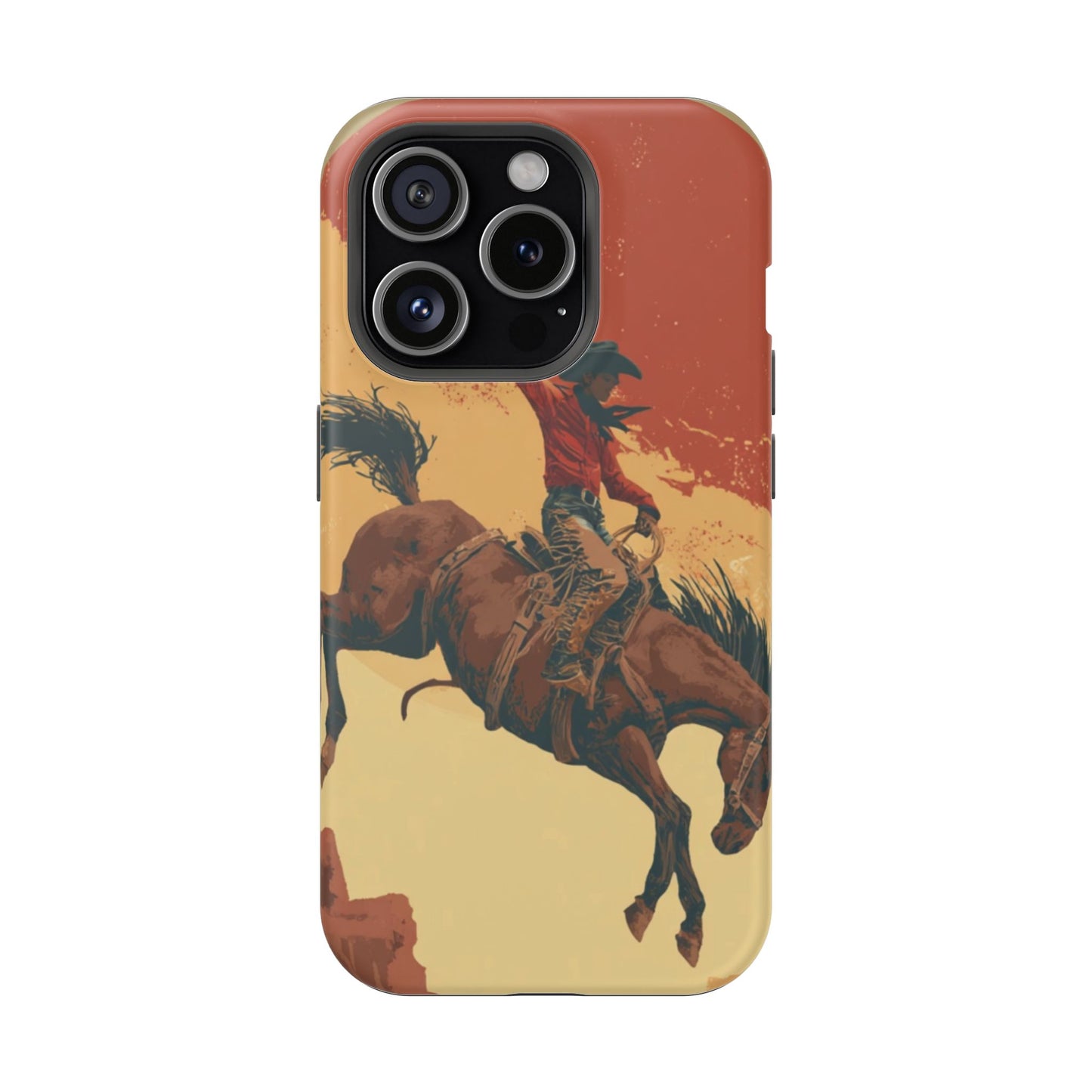 Magnetic Phone Case - Vintage Cowboy Design, Durable Cell Phone Cover, Western Style Accessory, Unique Gift for Rodeo Fans, Protective Case