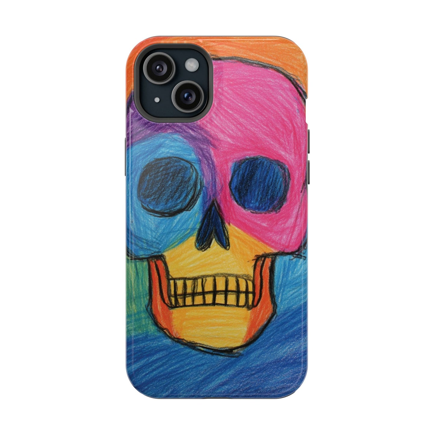 Colorful Skull Phone Case, Unique Art Case, Halloween Gift, Cute Skull Design, Impact-Resistant Cover
