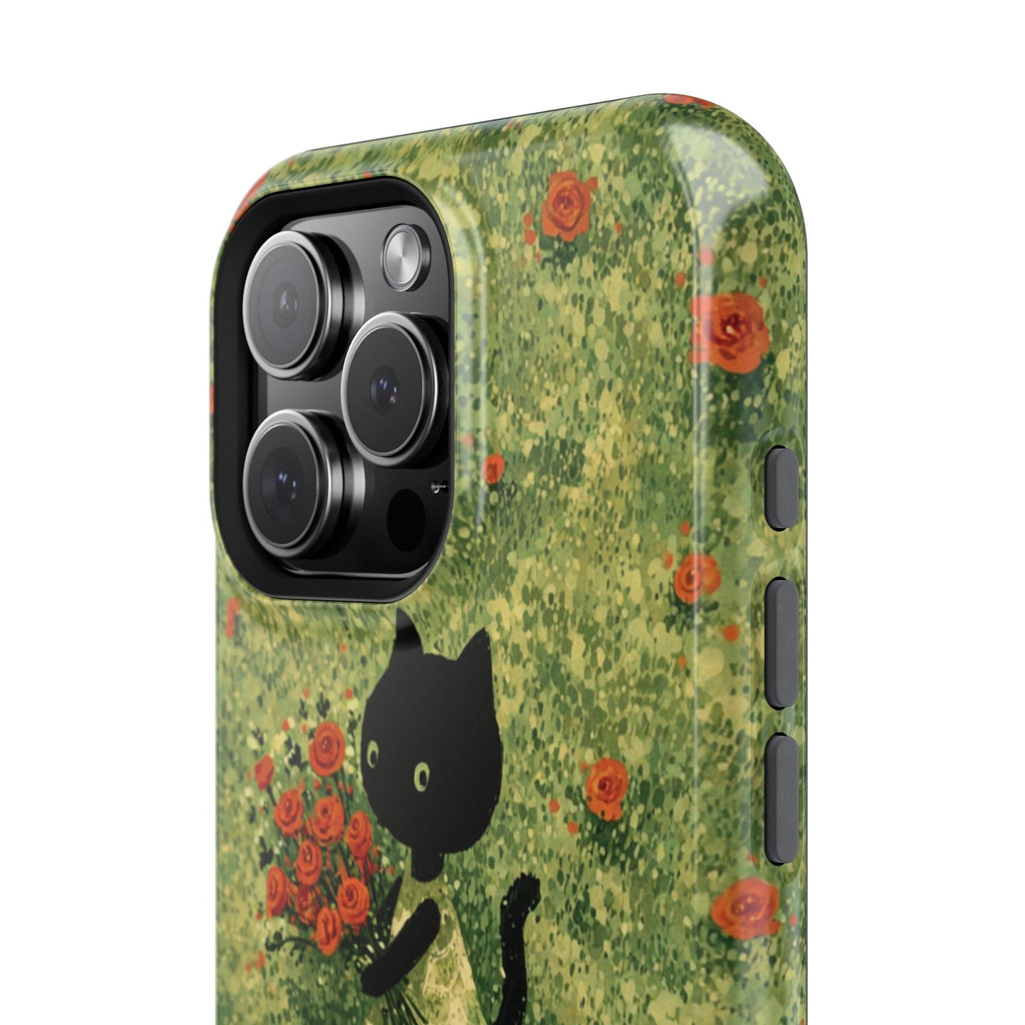 Cute Cat Floral Phone Case, Impact-Resistant Cases, Stylish Protection, Gift for Cat Lovers, Birthday Presents, Unique Accessories