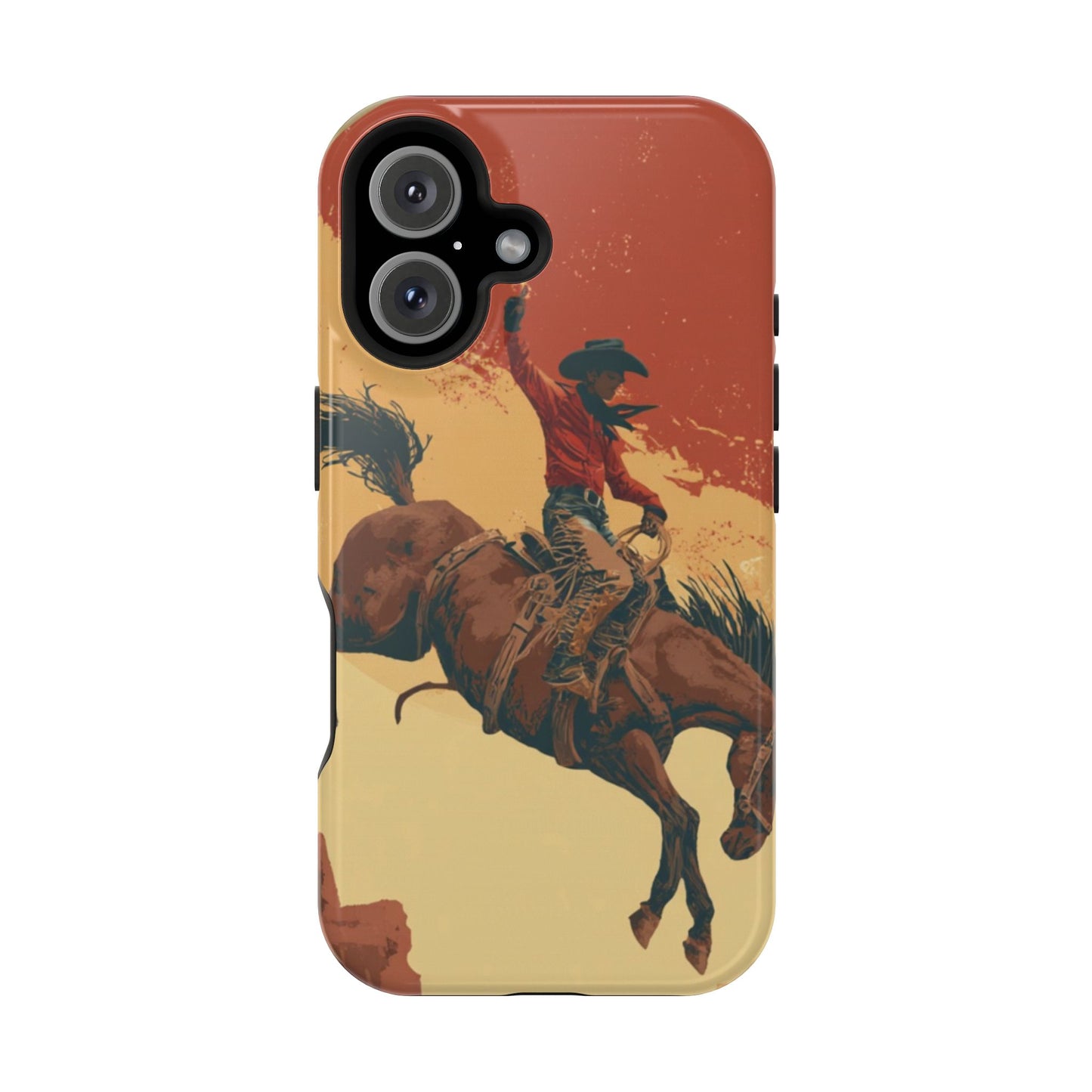 Magnetic Phone Case - Vintage Cowboy Design, Durable Cell Phone Cover, Western Style Accessory, Unique Gift for Rodeo Fans, Protective Case