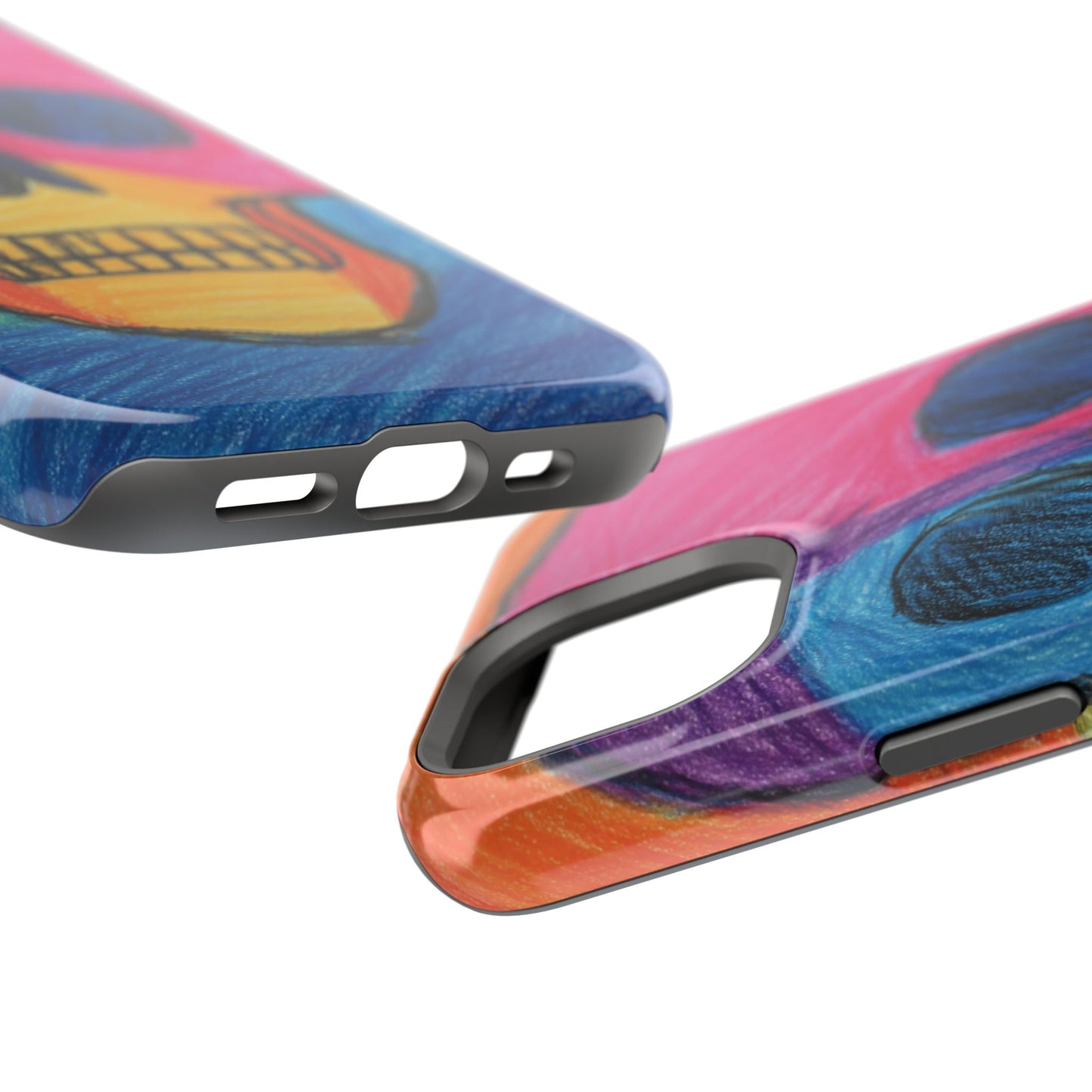 Colorful Skull Phone Case, Unique Art Case, Halloween Gift, Cute Skull Design, Impact-Resistant Cover