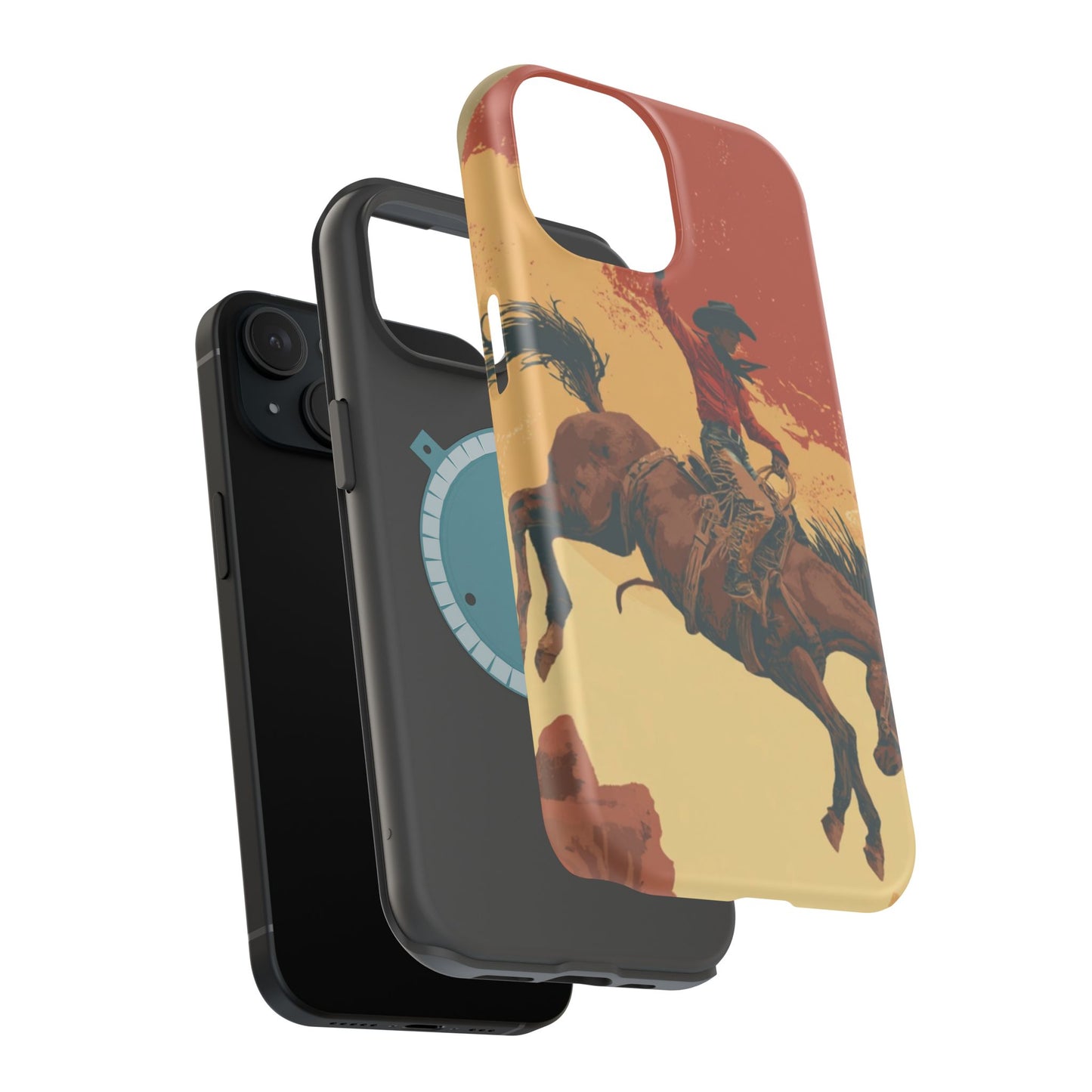 Magnetic Phone Case - Vintage Cowboy Design, Durable Cell Phone Cover, Western Style Accessory, Unique Gift for Rodeo Fans, Protective Case