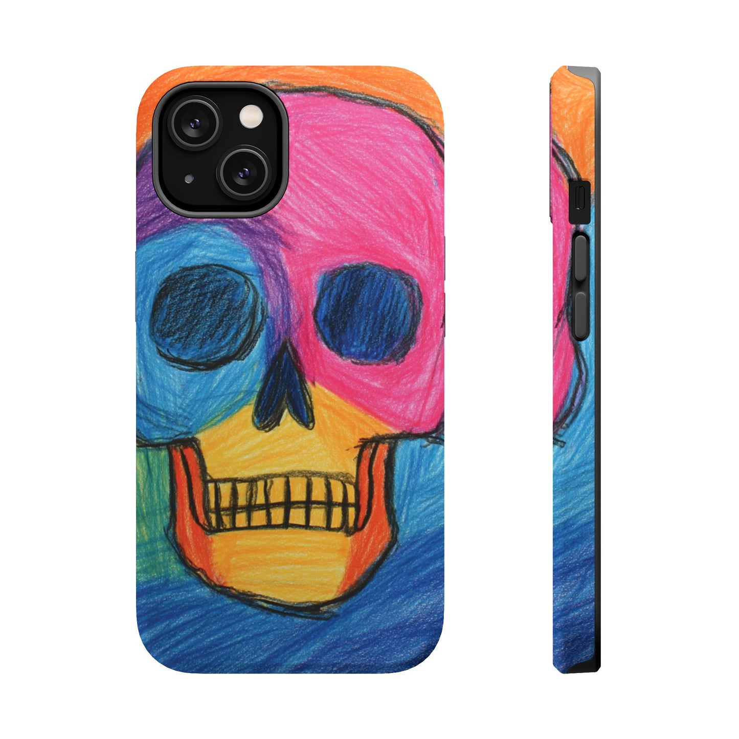 Colorful Skull Phone Case, Unique Art Case, Halloween Gift, Cute Skull Design, Impact-Resistant Cover