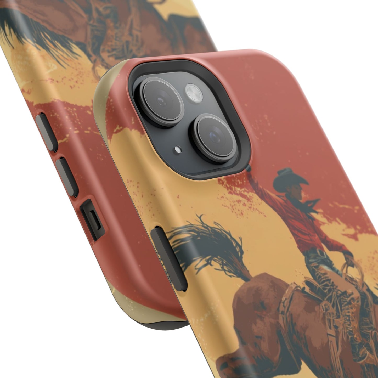 Magnetic Phone Case - Vintage Cowboy Design, Durable Cell Phone Cover, Western Style Accessory, Unique Gift for Rodeo Fans, Protective Case