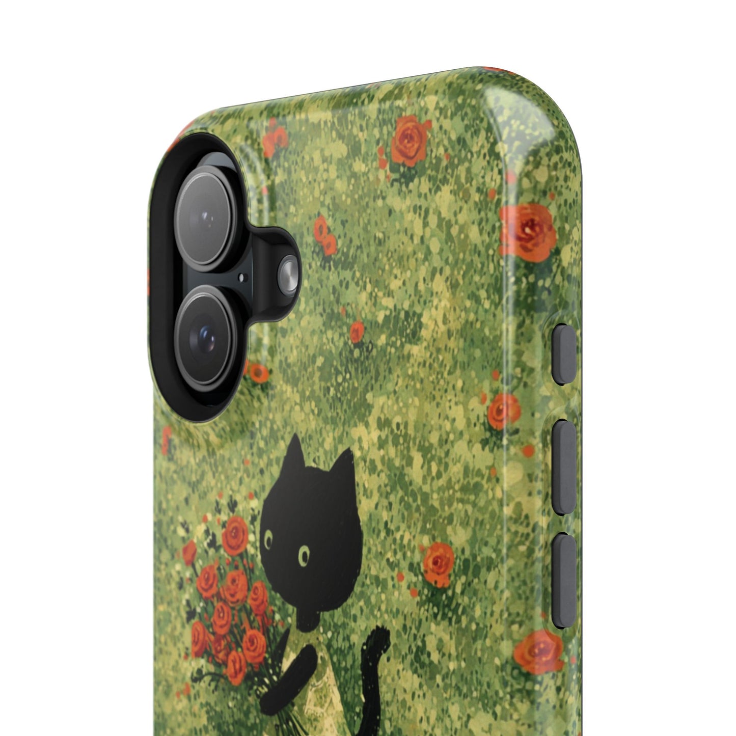 Cute Cat Floral Phone Case, Impact-Resistant Cases, Stylish Protection, Gift for Cat Lovers, Birthday Presents, Unique Accessories