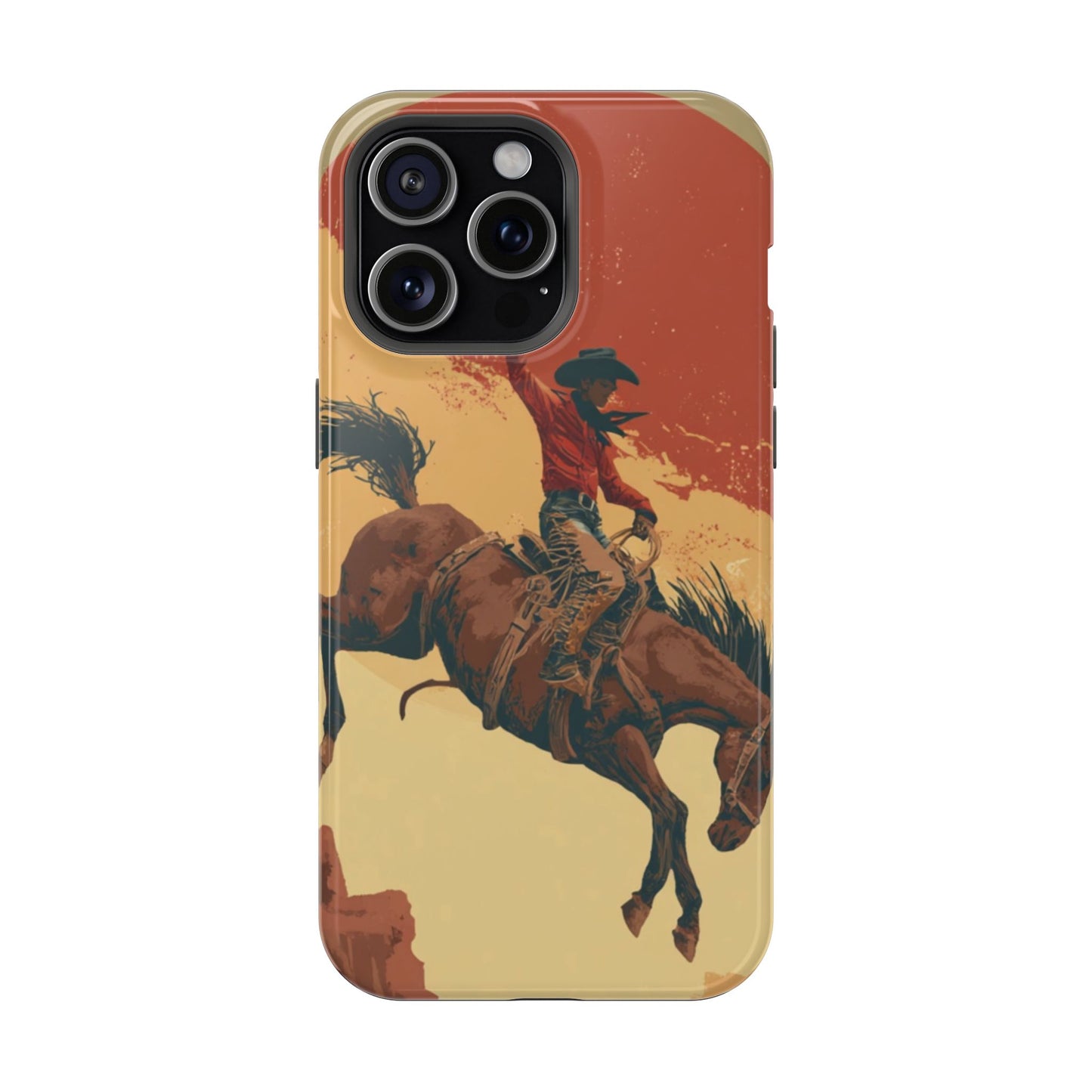 Magnetic Phone Case - Vintage Cowboy Design, Durable Cell Phone Cover, Western Style Accessory, Unique Gift for Rodeo Fans, Protective Case