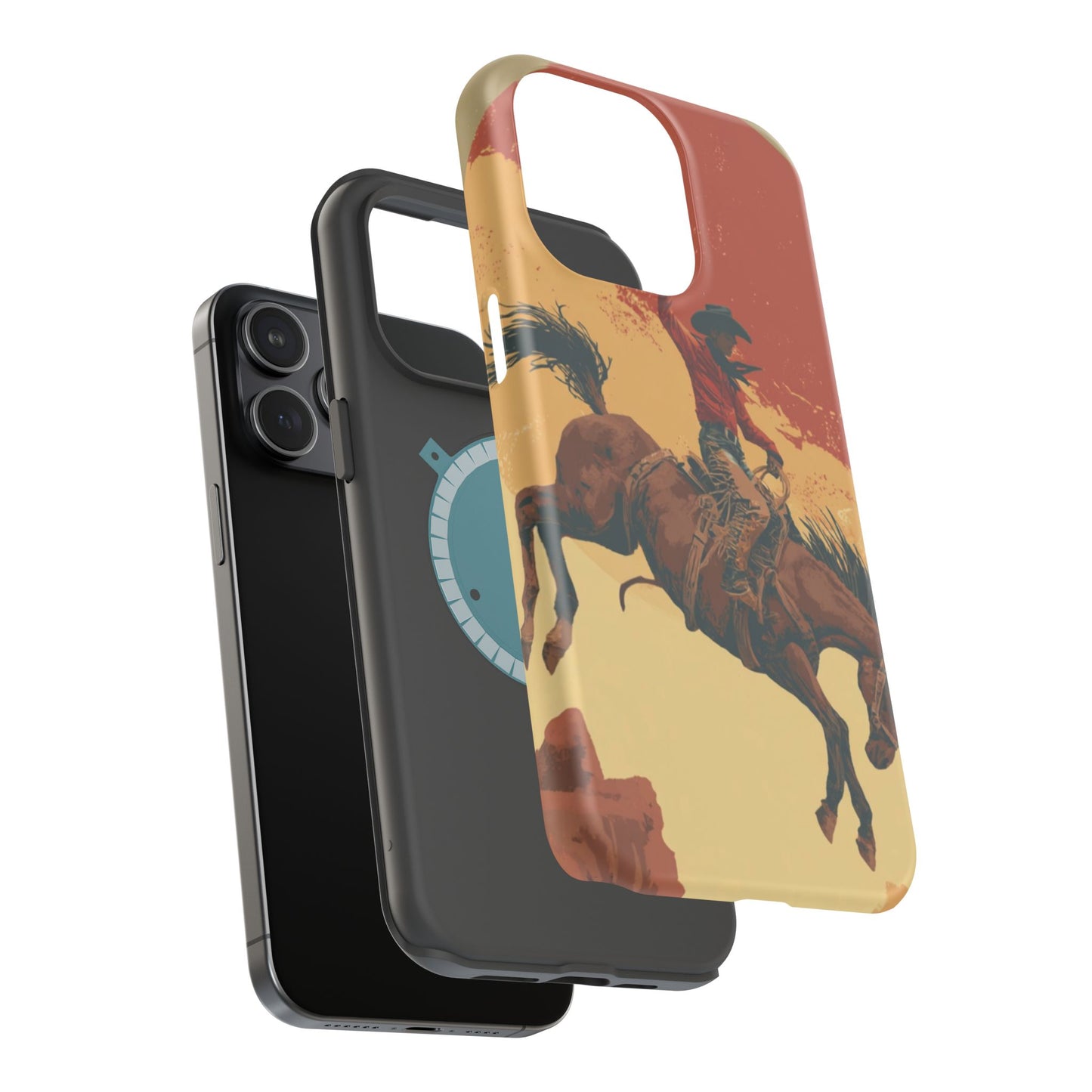 Magnetic Phone Case - Vintage Cowboy Design, Durable Cell Phone Cover, Western Style Accessory, Unique Gift for Rodeo Fans, Protective Case