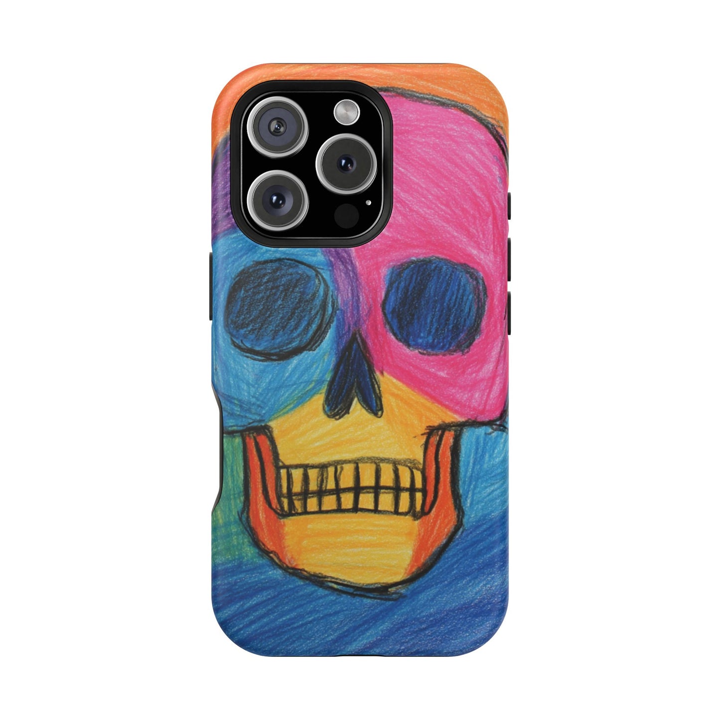 Colorful Skull Phone Case, Unique Art Case, Halloween Gift, Cute Skull Design, Impact-Resistant Cover