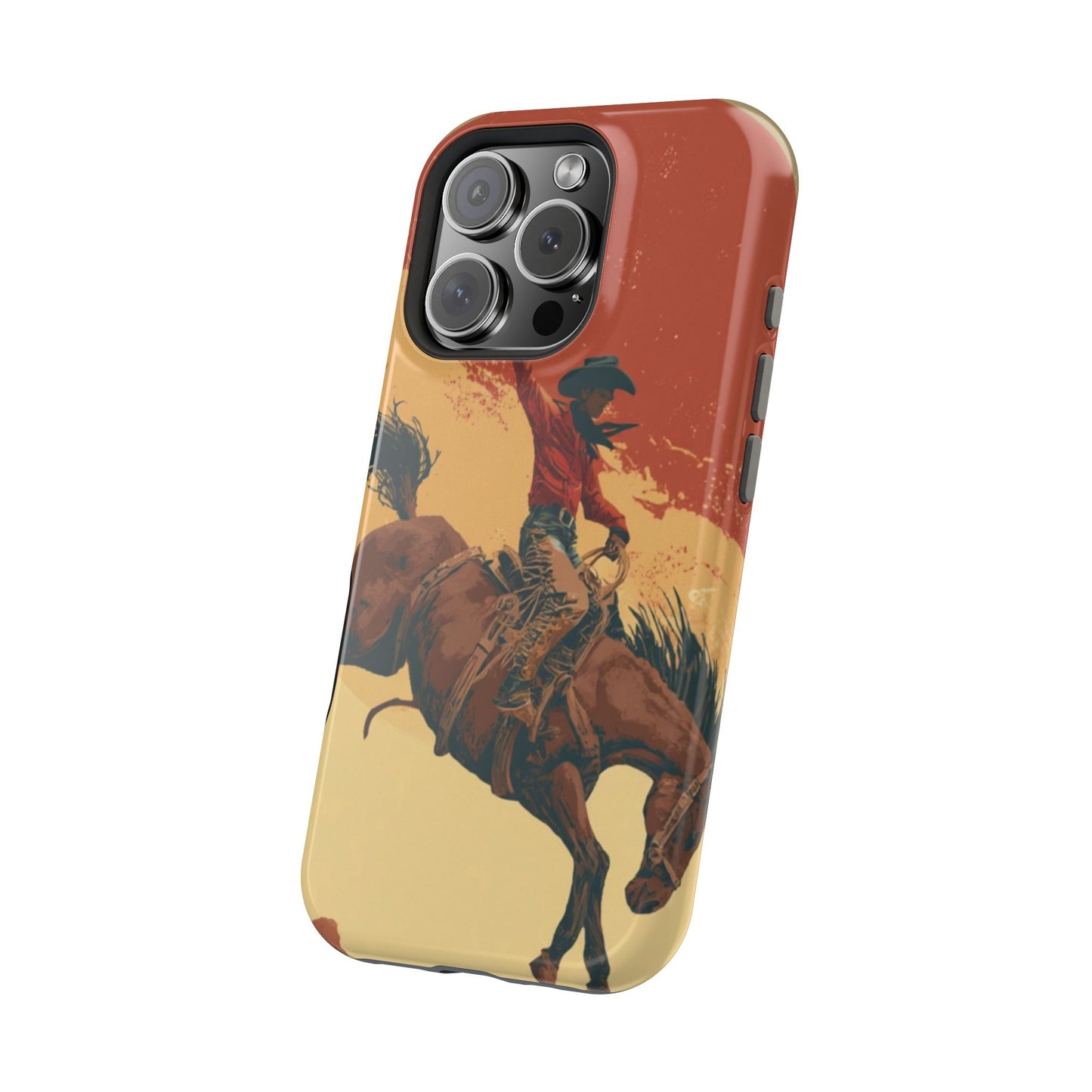 Magnetic Phone Case - Vintage Cowboy Design, Durable Cell Phone Cover, Western Style Accessory, Unique Gift for Rodeo Fans, Protective Case