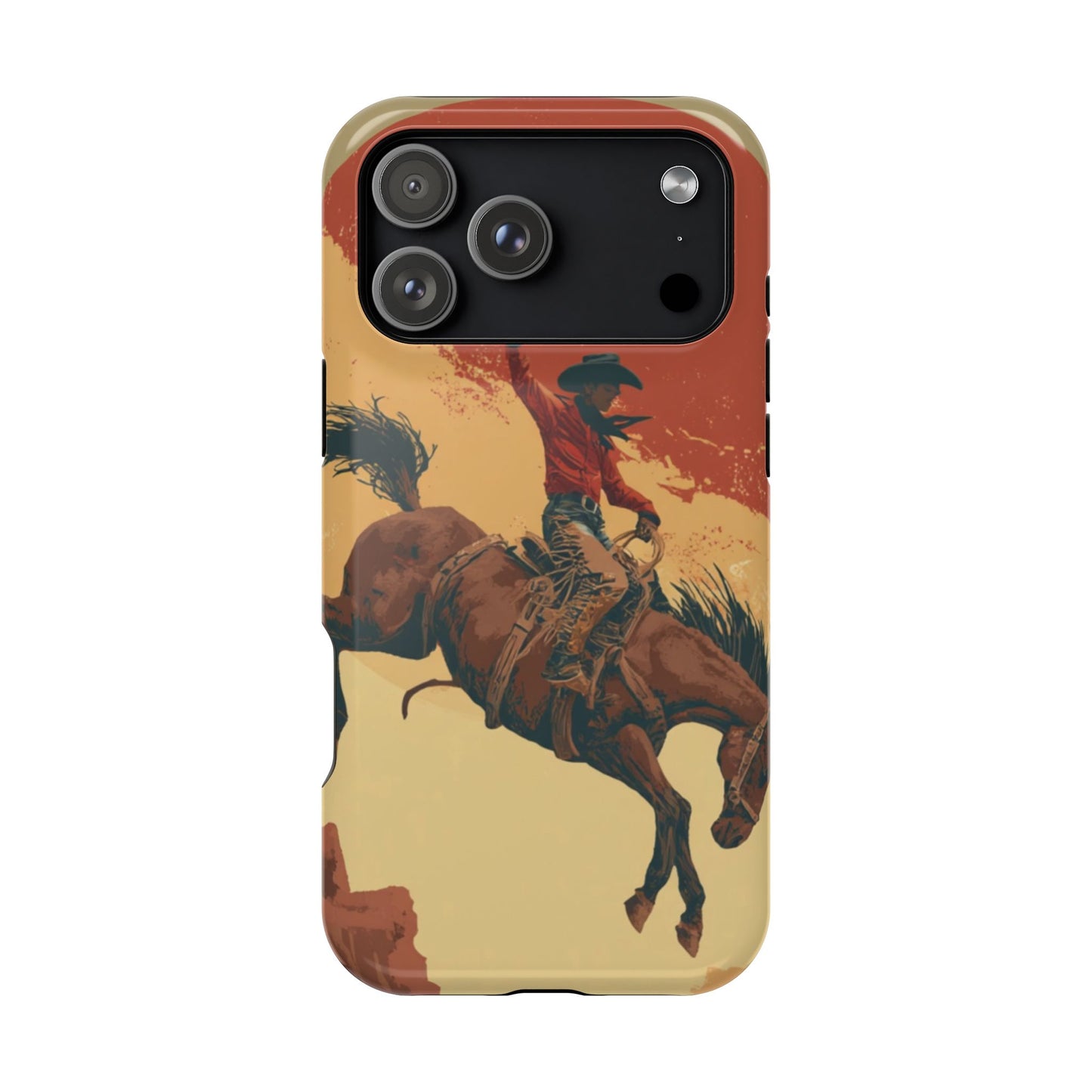 Magnetic Phone Case - Vintage Cowboy Design, Durable Cell Phone Cover, Western Style Accessory, Unique Gift for Rodeo Fans, Protective Case