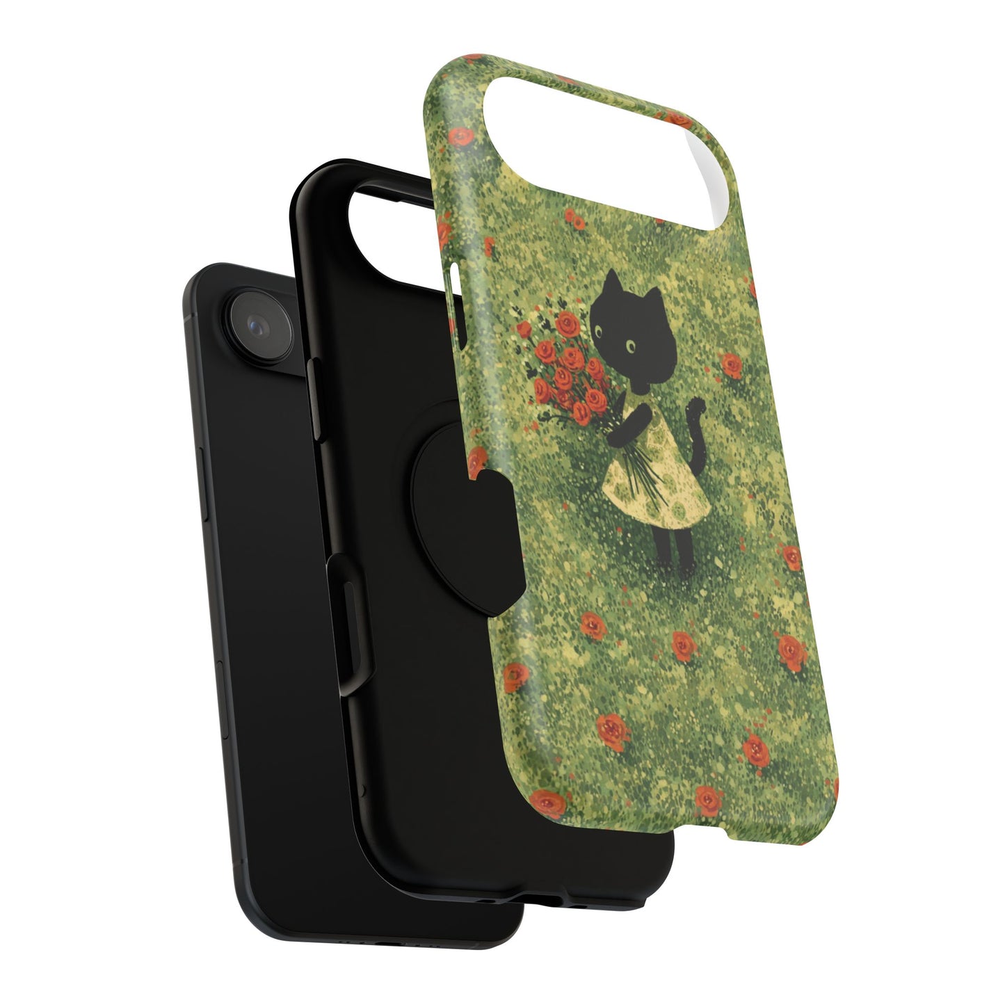 Cute Cat Floral Phone Case, Impact-Resistant Cases, Stylish Protection, Gift for Cat Lovers, Birthday Presents, Unique Accessories