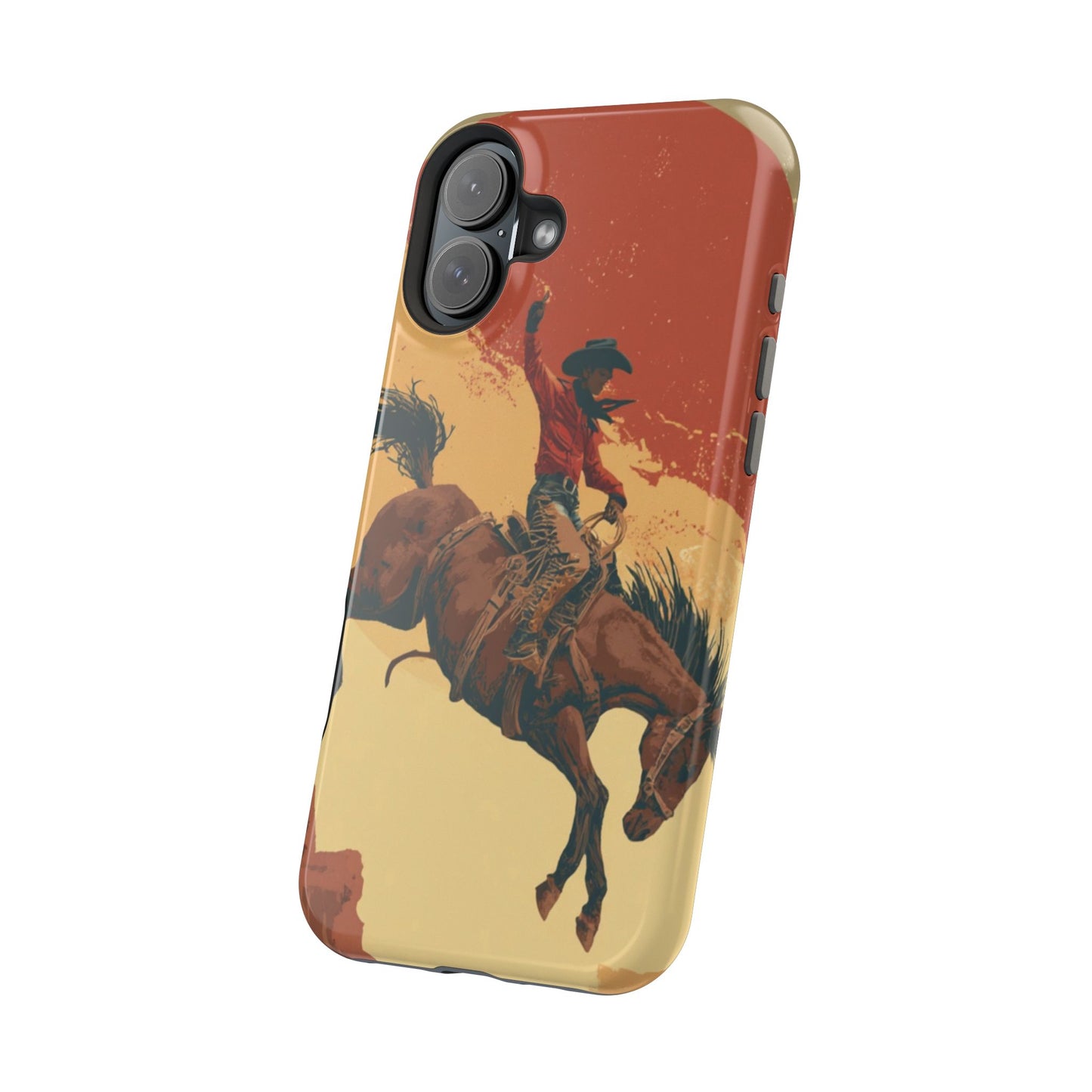 Magnetic Phone Case - Vintage Cowboy Design, Durable Cell Phone Cover, Western Style Accessory, Unique Gift for Rodeo Fans, Protective Case