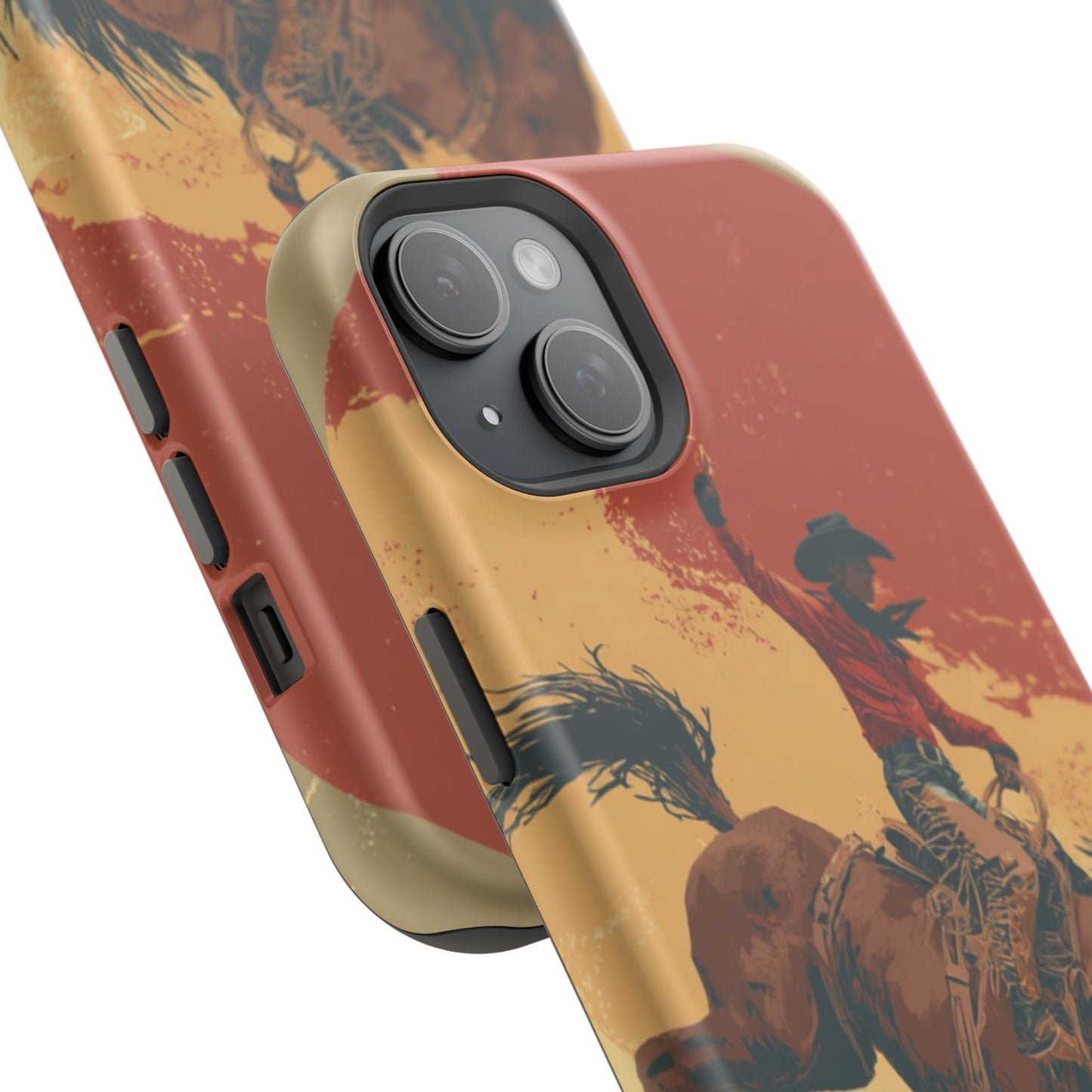 Magnetic Phone Case - Vintage Cowboy Design, Durable Cell Phone Cover, Western Style Accessory, Unique Gift for Rodeo Fans, Protective Case