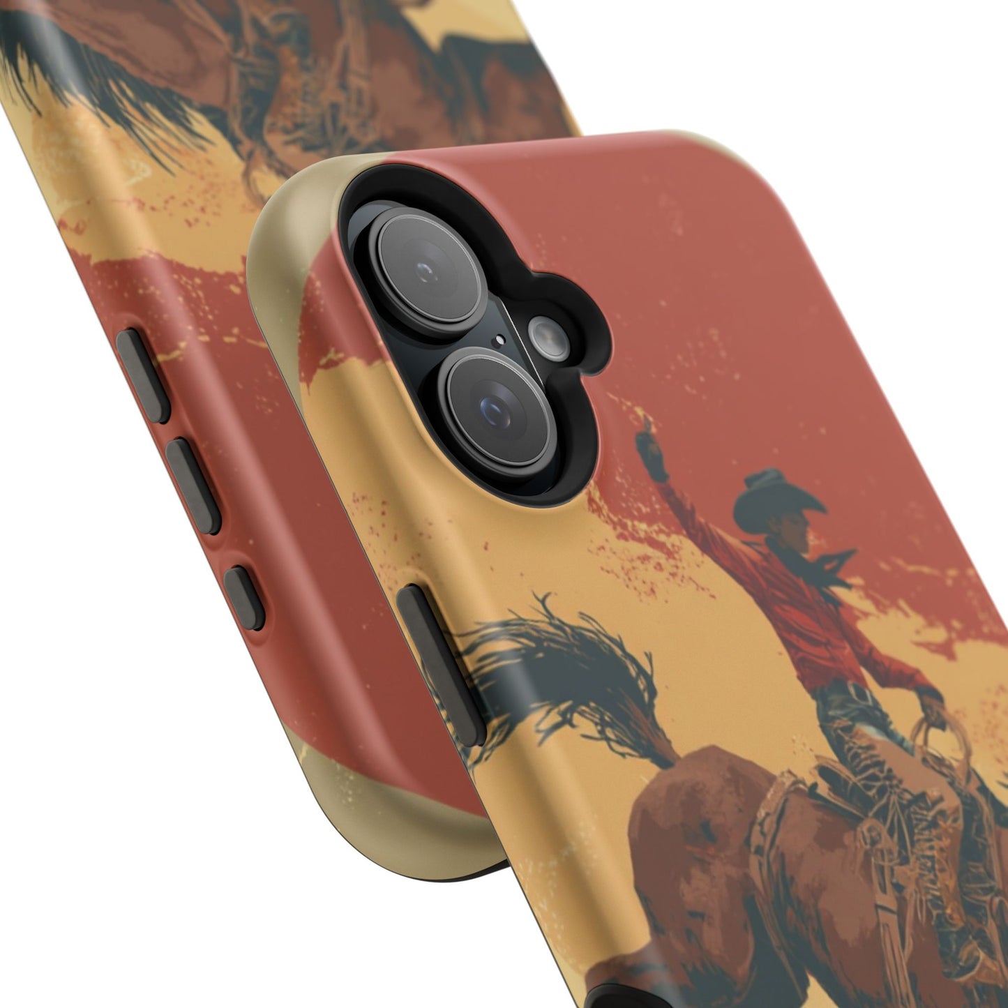 Magnetic Phone Case - Vintage Cowboy Design, Durable Cell Phone Cover, Western Style Accessory, Unique Gift for Rodeo Fans, Protective Case