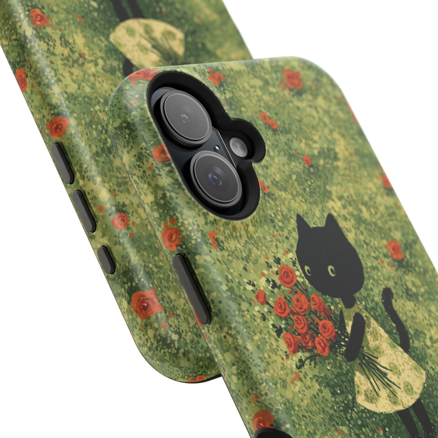 Cute Cat Floral Phone Case, Impact-Resistant Cases, Stylish Protection, Gift for Cat Lovers, Birthday Presents, Unique Accessories