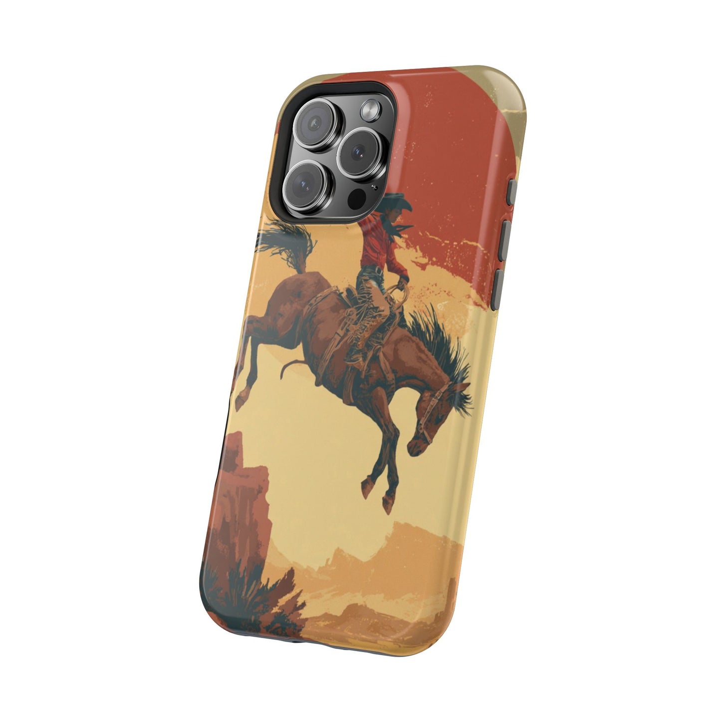 Magnetic Phone Case - Vintage Cowboy Design, Durable Cell Phone Cover, Western Style Accessory, Unique Gift for Rodeo Fans, Protective Case