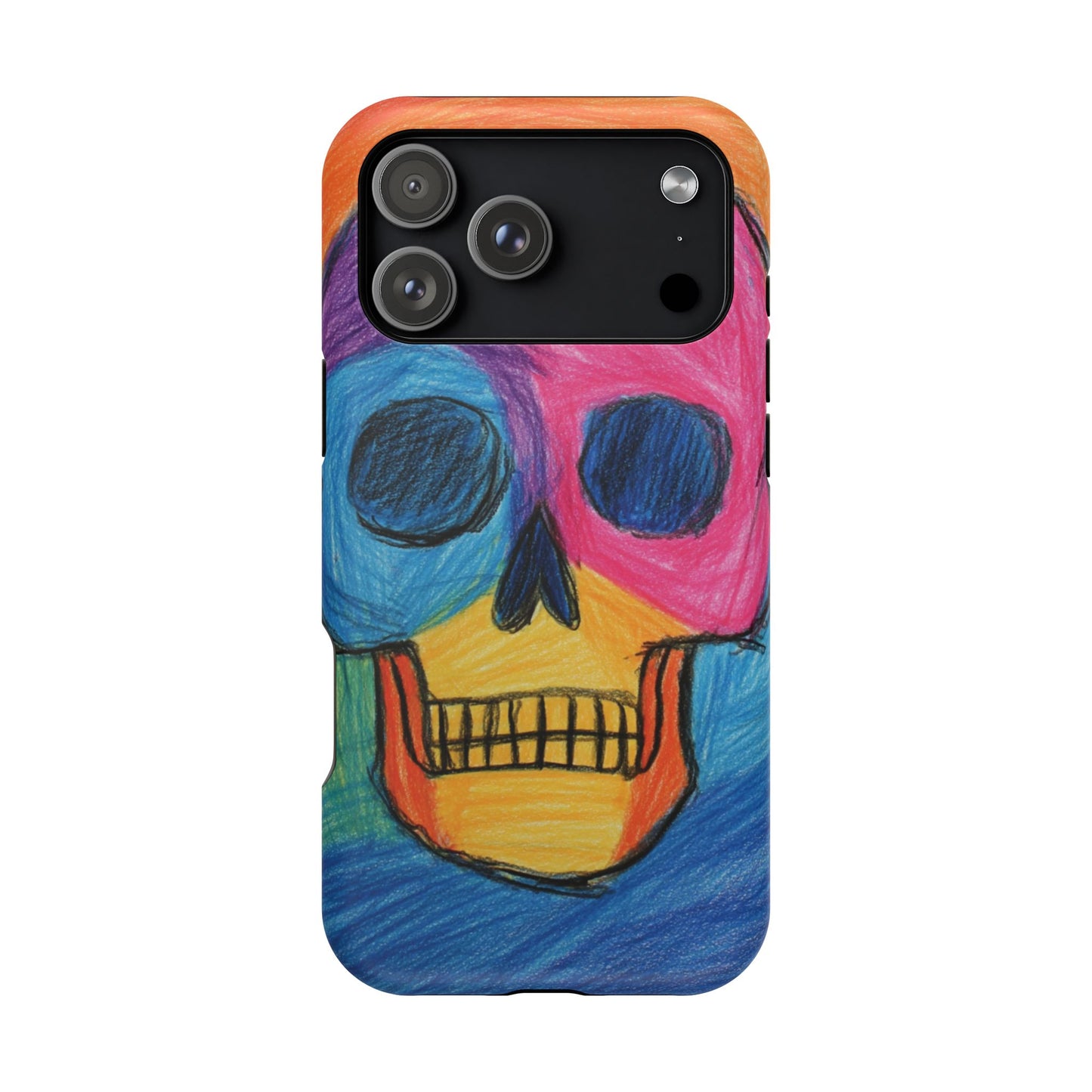 Colorful Skull Phone Case, Unique Art Case, Halloween Gift, Cute Skull Design, Impact-Resistant Cover