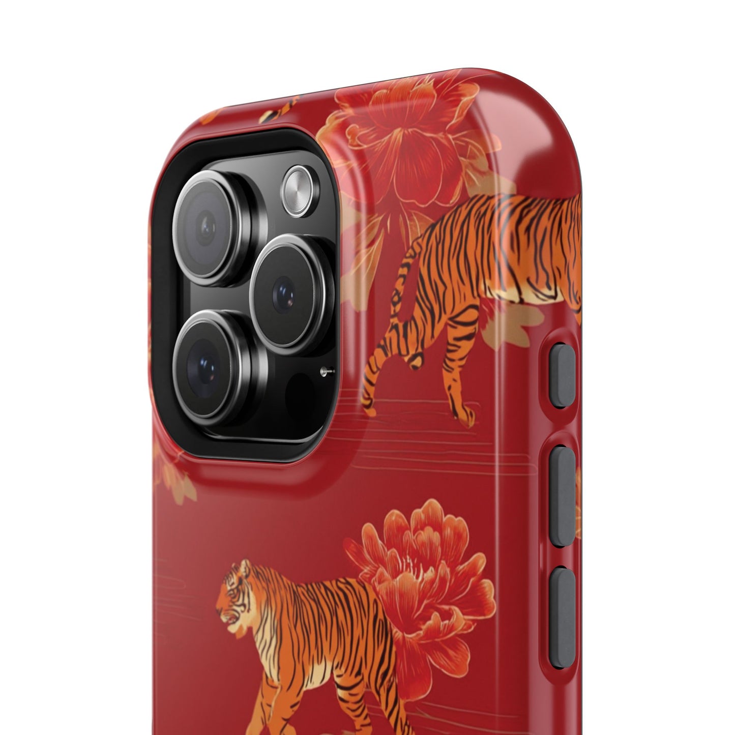 Vibrant Tiger Floral Phone Case - Impact-Resistant, Gift for Animal Lovers, Trendy Accessory, Unique Protection