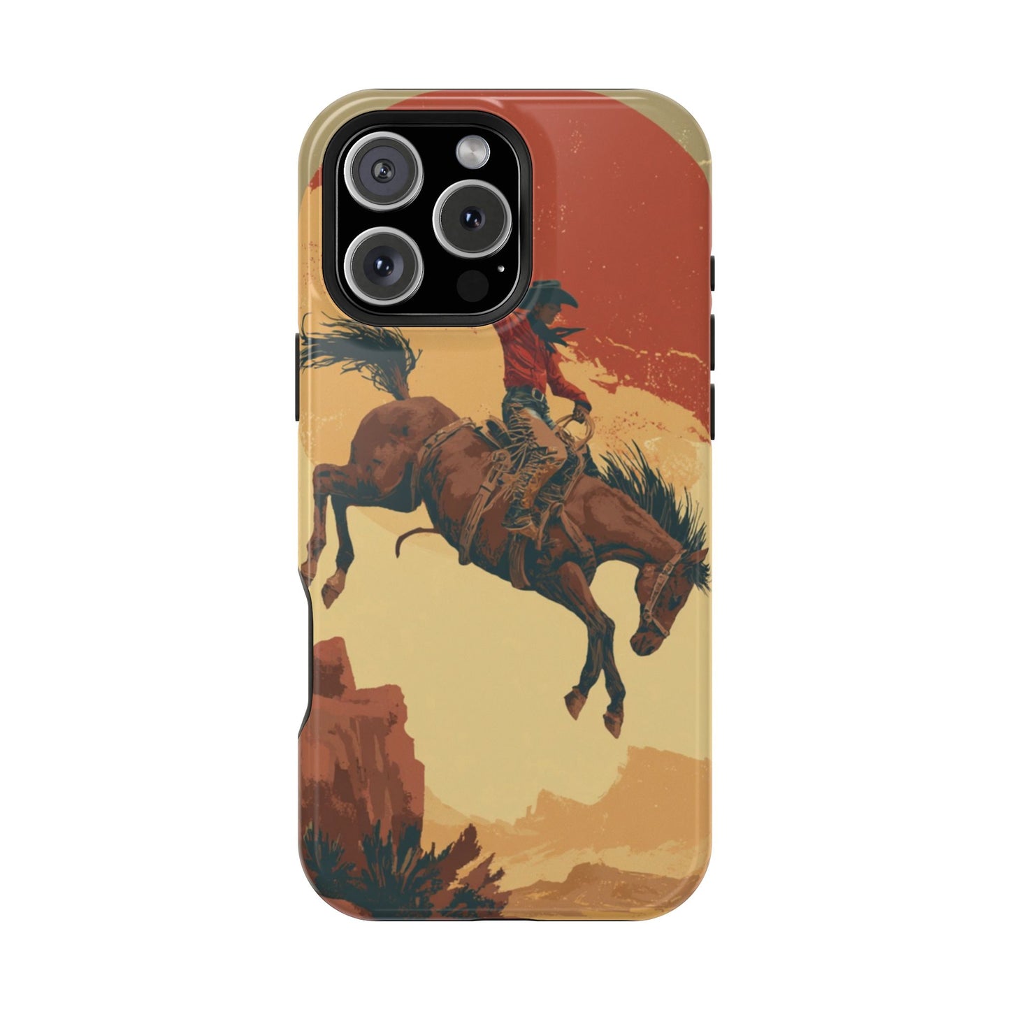 Magnetic Phone Case - Vintage Cowboy Design, Durable Cell Phone Cover, Western Style Accessory, Unique Gift for Rodeo Fans, Protective Case