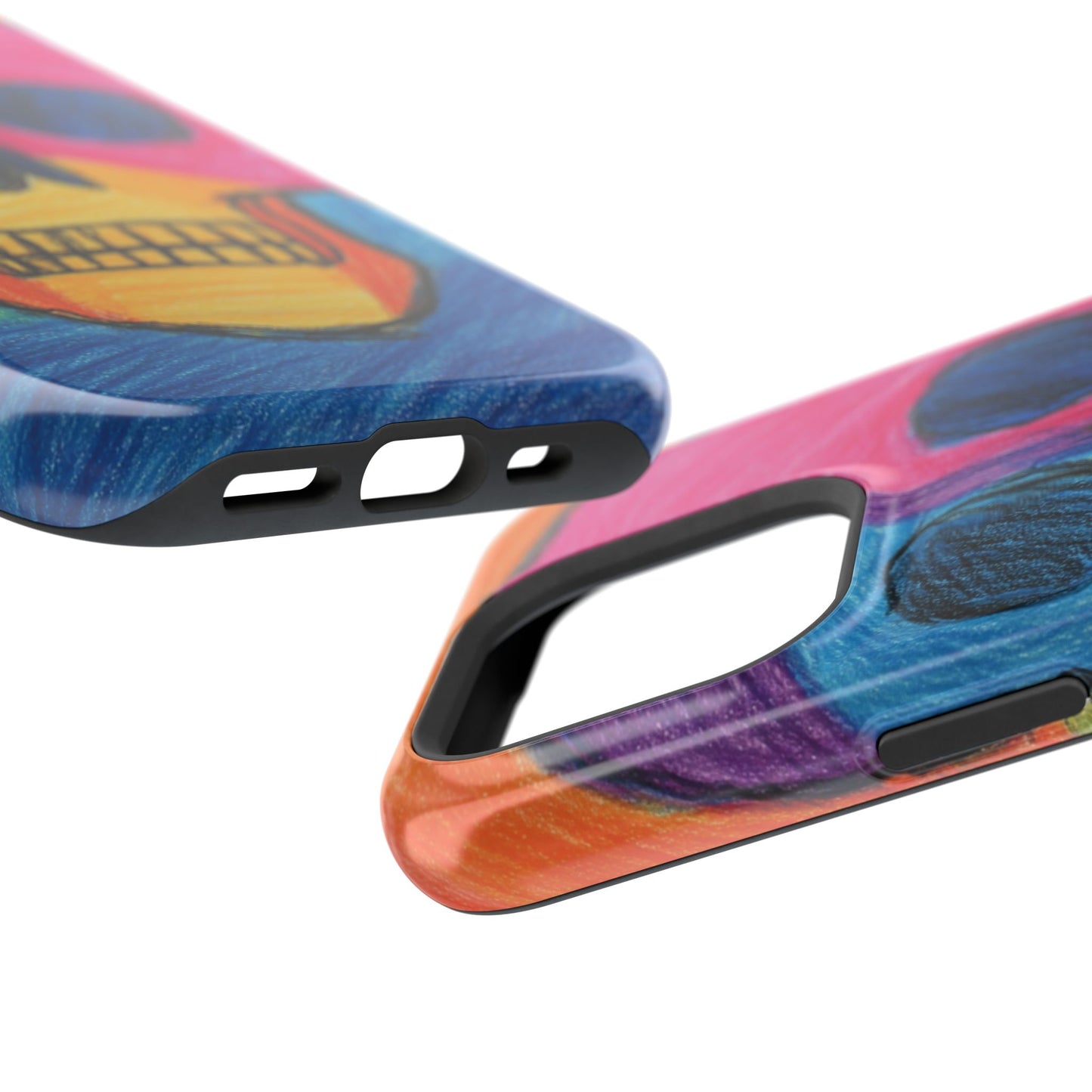 Colorful Skull Phone Case, Unique Art Case, Halloween Gift, Cute Skull Design, Impact-Resistant Cover