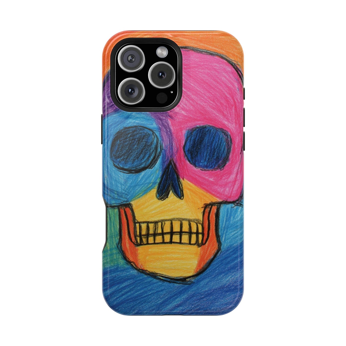 Colorful Skull Phone Case, Unique Art Case, Halloween Gift, Cute Skull Design, Impact-Resistant Cover