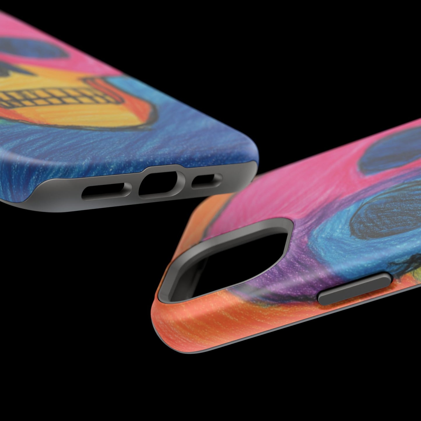 Colorful Skull Phone Case, Unique Art Case, Halloween Gift, Cute Skull Design, Impact-Resistant Cover