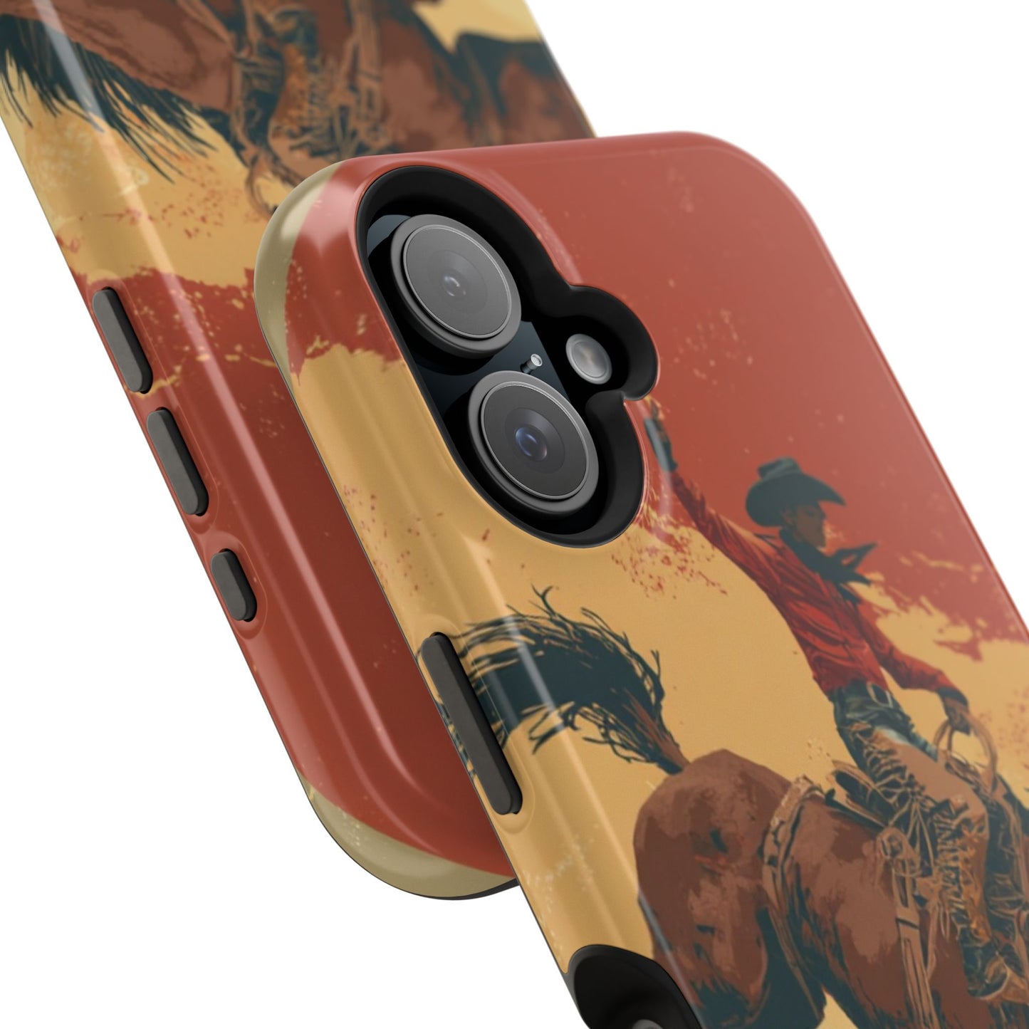 Magnetic Phone Case - Vintage Cowboy Design, Durable Cell Phone Cover, Western Style Accessory, Unique Gift for Rodeo Fans, Protective Case
