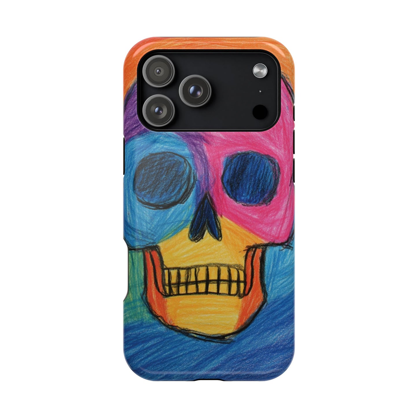 Colorful Skull Phone Case, Unique Art Case, Halloween Gift, Cute Skull Design, Impact-Resistant Cover
