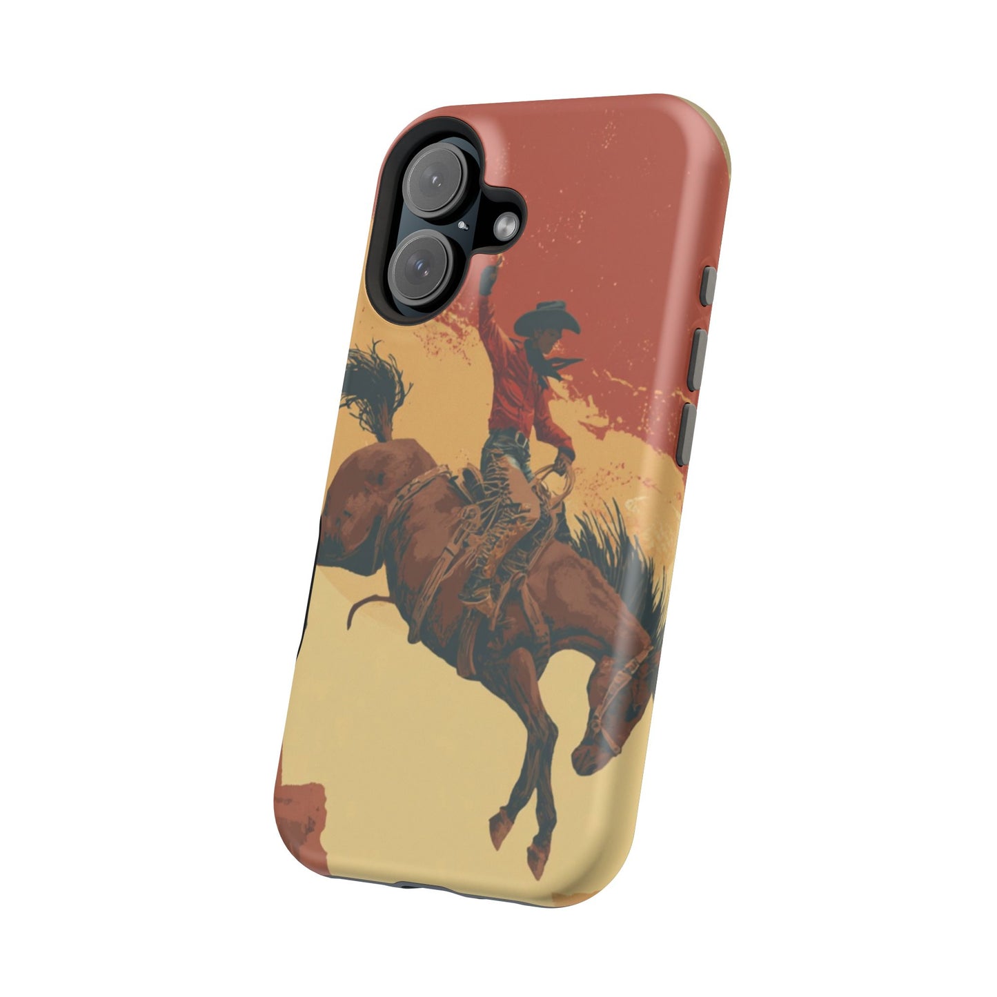 Magnetic Phone Case - Vintage Cowboy Design, Durable Cell Phone Cover, Western Style Accessory, Unique Gift for Rodeo Fans, Protective Case