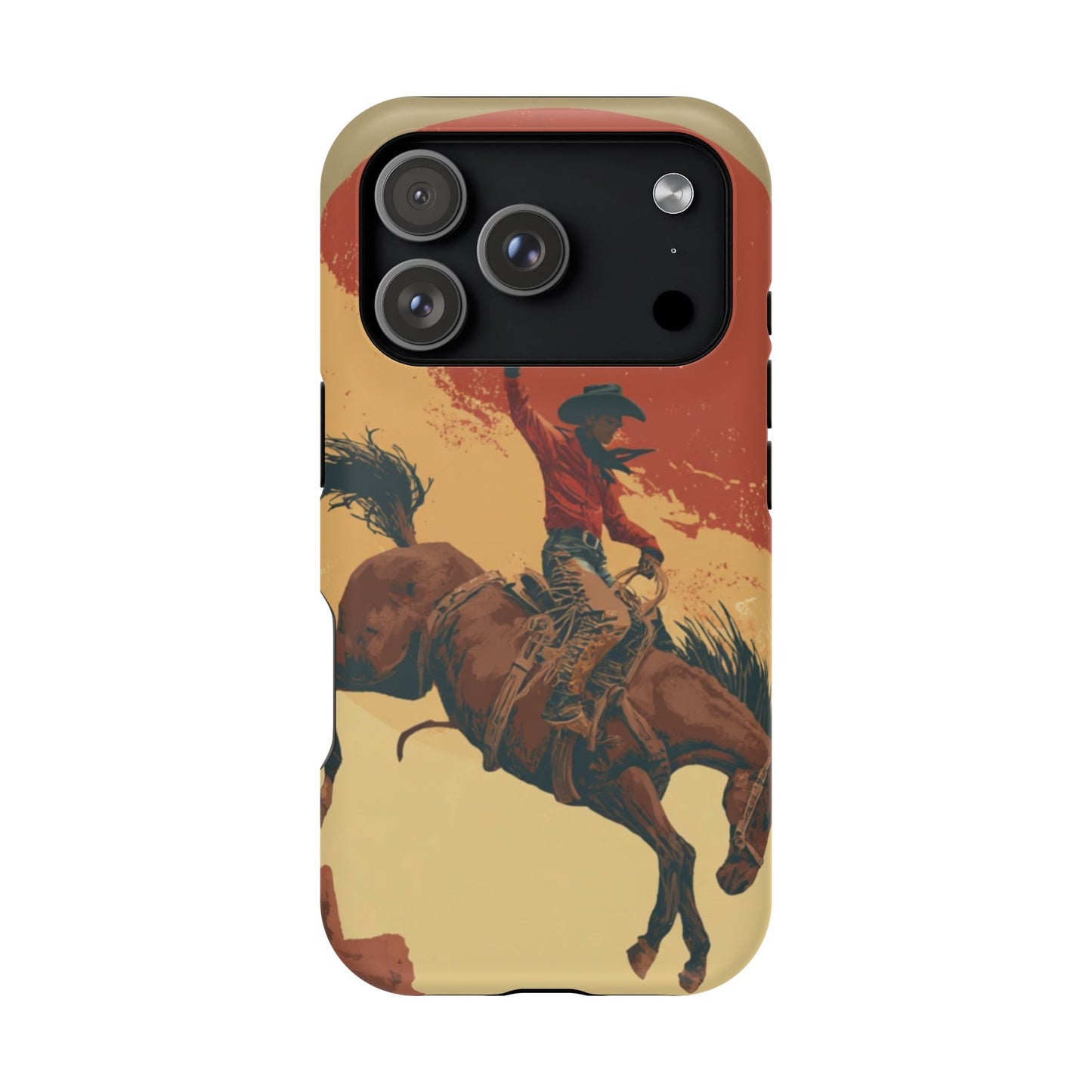 Magnetic Phone Case - Vintage Cowboy Design, Durable Cell Phone Cover, Western Style Accessory, Unique Gift for Rodeo Fans, Protective Case