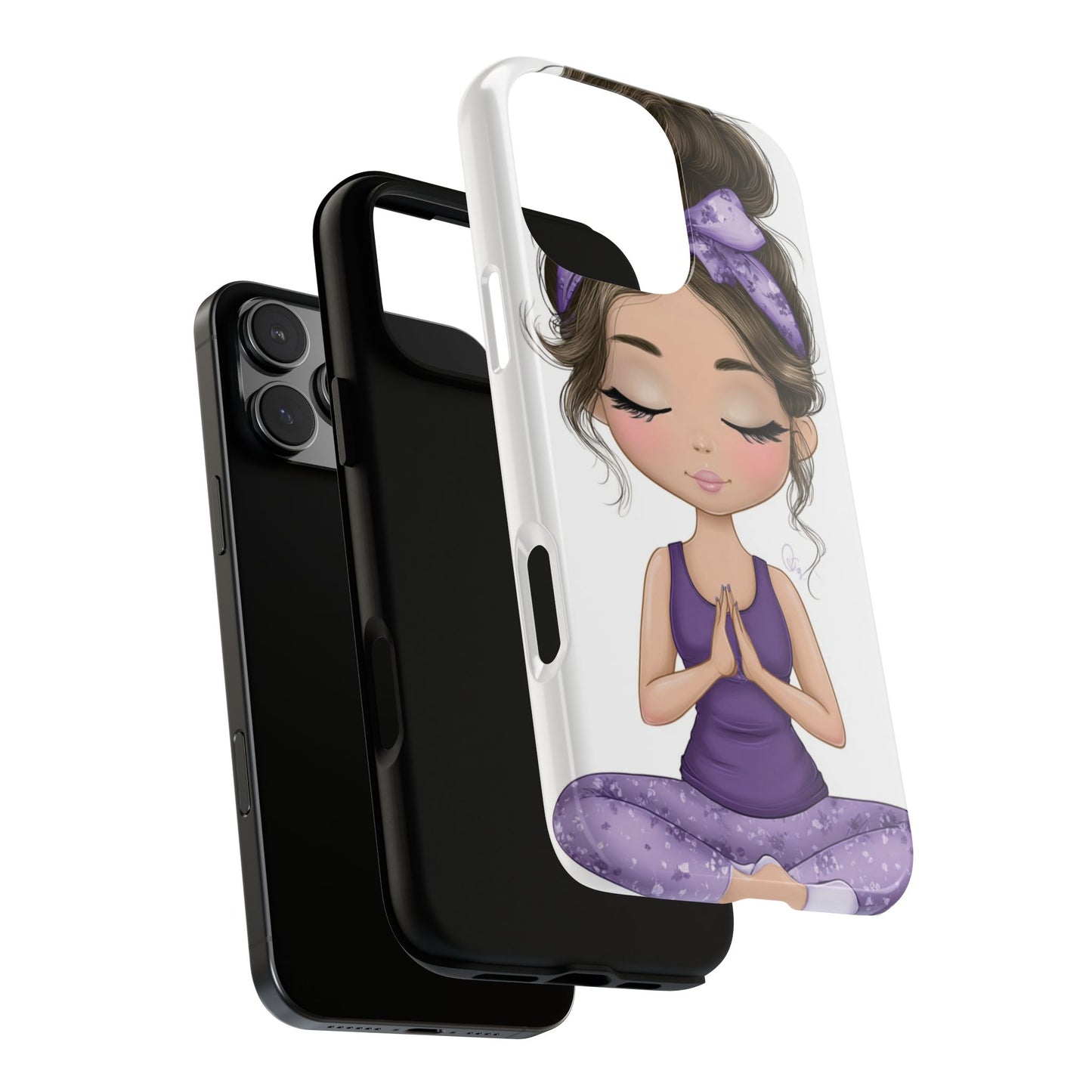 Yoga Phone Case for Mindfulness, Cute Girl Design, Gift for Yogis, Meditation Accessory, Stylish Phone Cover, Zen Vibe