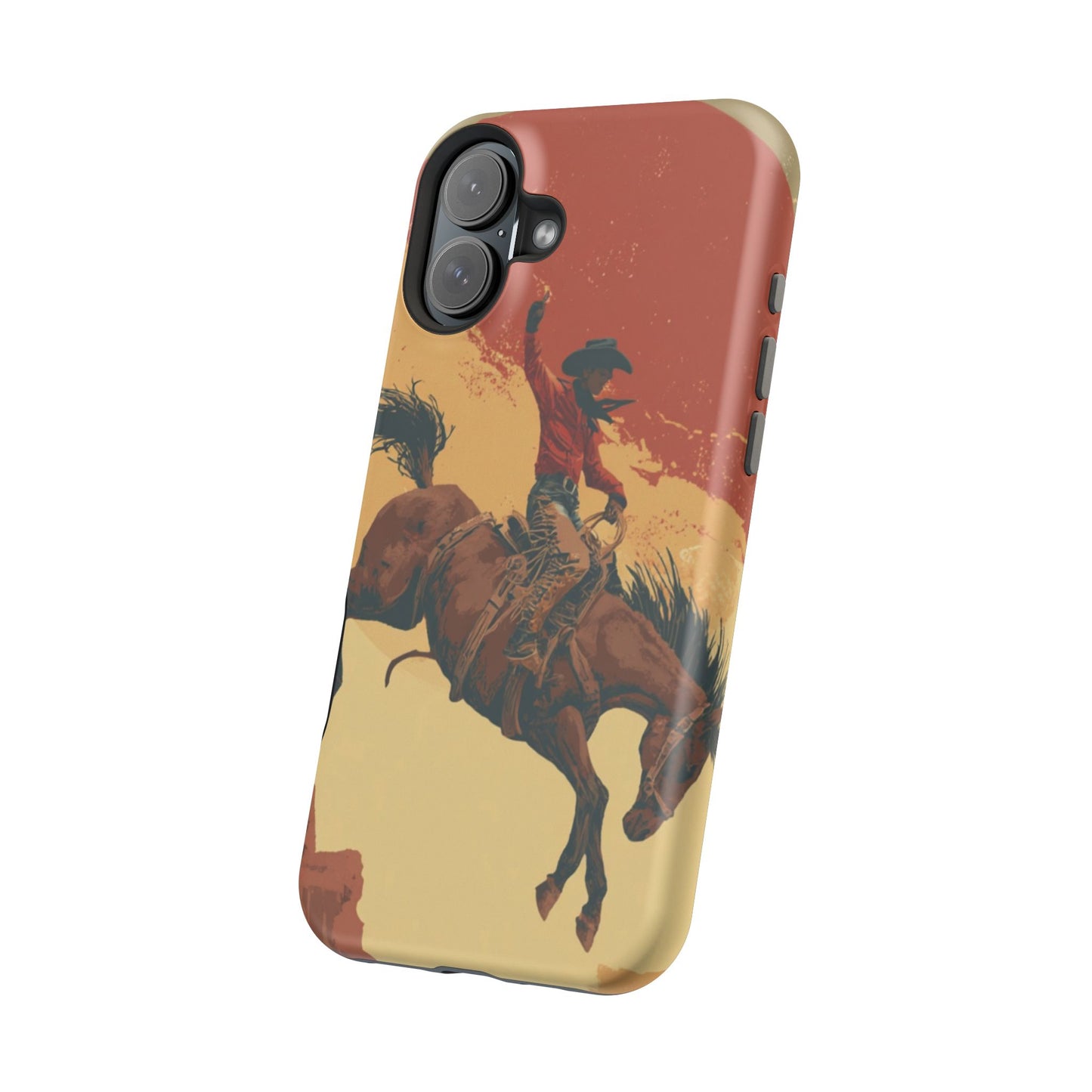 Magnetic Phone Case - Vintage Cowboy Design, Durable Cell Phone Cover, Western Style Accessory, Unique Gift for Rodeo Fans, Protective Case