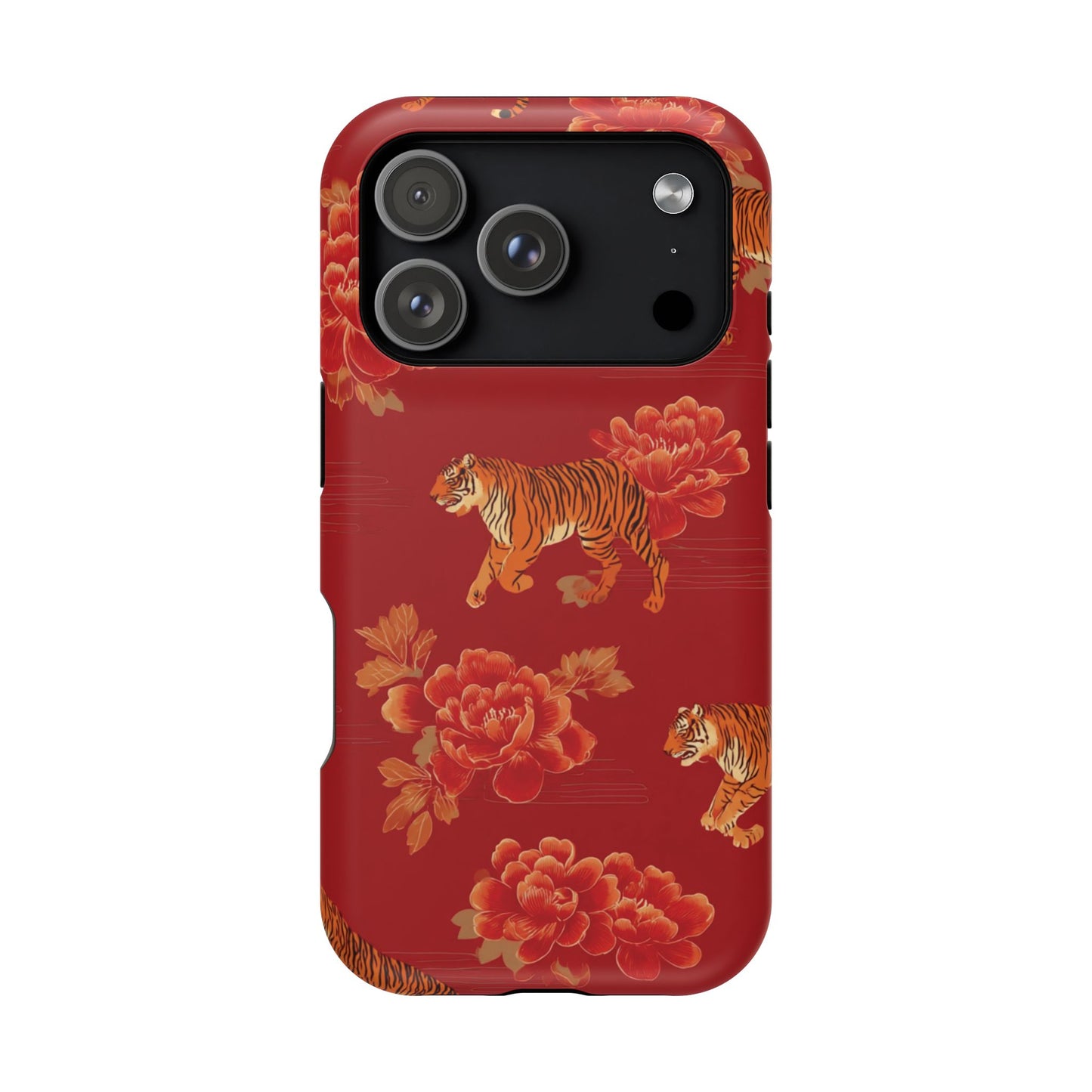 Vibrant Tiger Floral Phone Case - Impact-Resistant, Gift for Animal Lovers, Trendy Accessory, Unique Protection