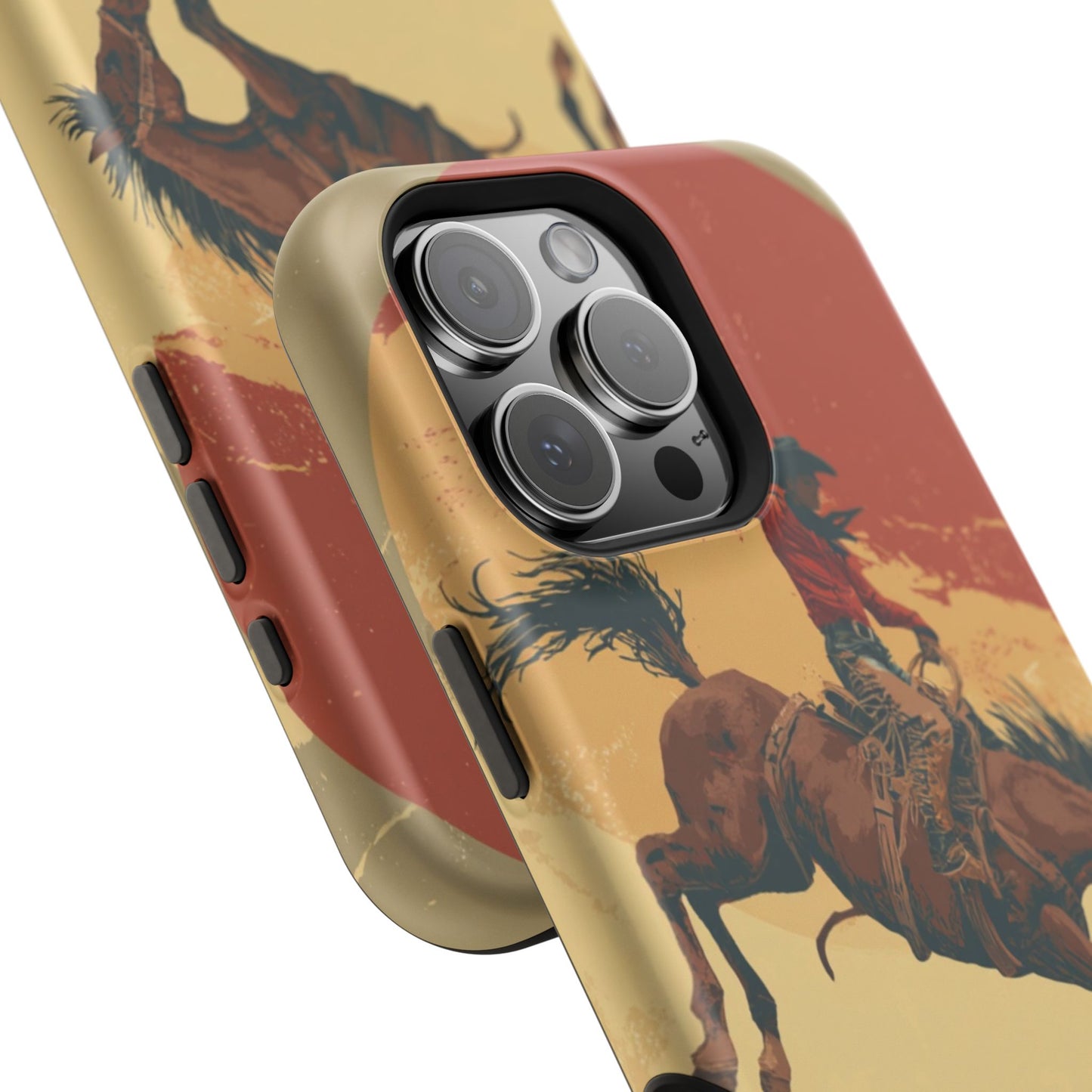 Magnetic Phone Case - Vintage Cowboy Design, Durable Cell Phone Cover, Western Style Accessory, Unique Gift for Rodeo Fans, Protective Case