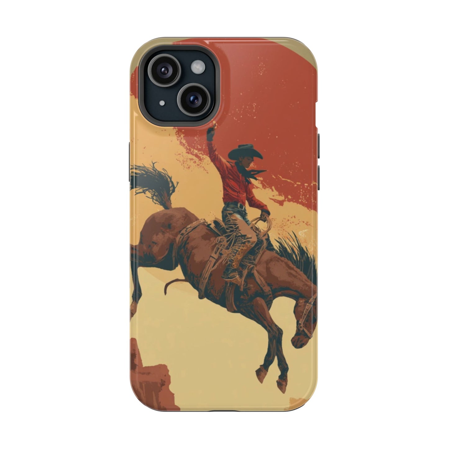 Magnetic Phone Case - Vintage Cowboy Design, Durable Cell Phone Cover, Western Style Accessory, Unique Gift for Rodeo Fans, Protective Case