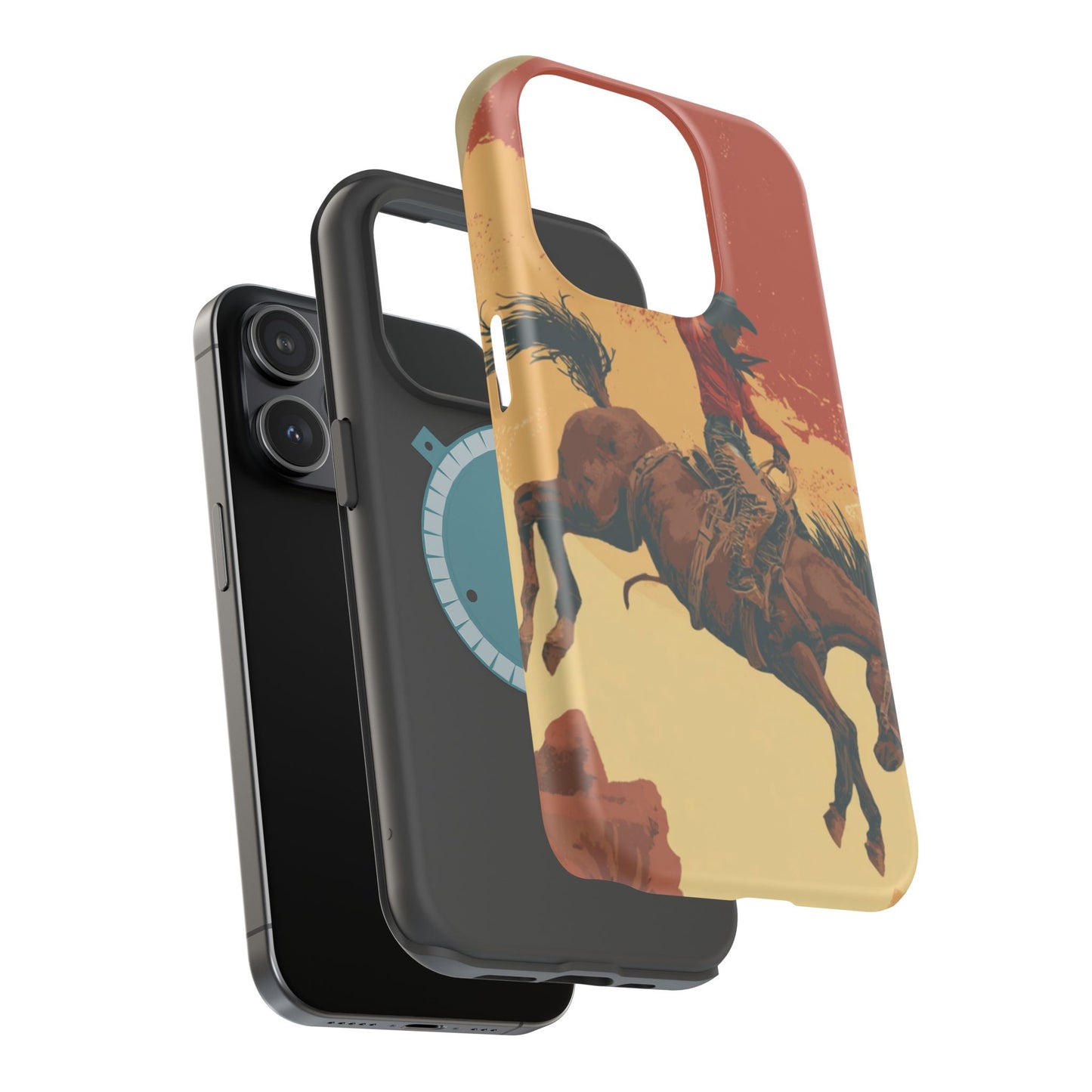 Magnetic Phone Case - Vintage Cowboy Design, Durable Cell Phone Cover, Western Style Accessory, Unique Gift for Rodeo Fans, Protective Case
