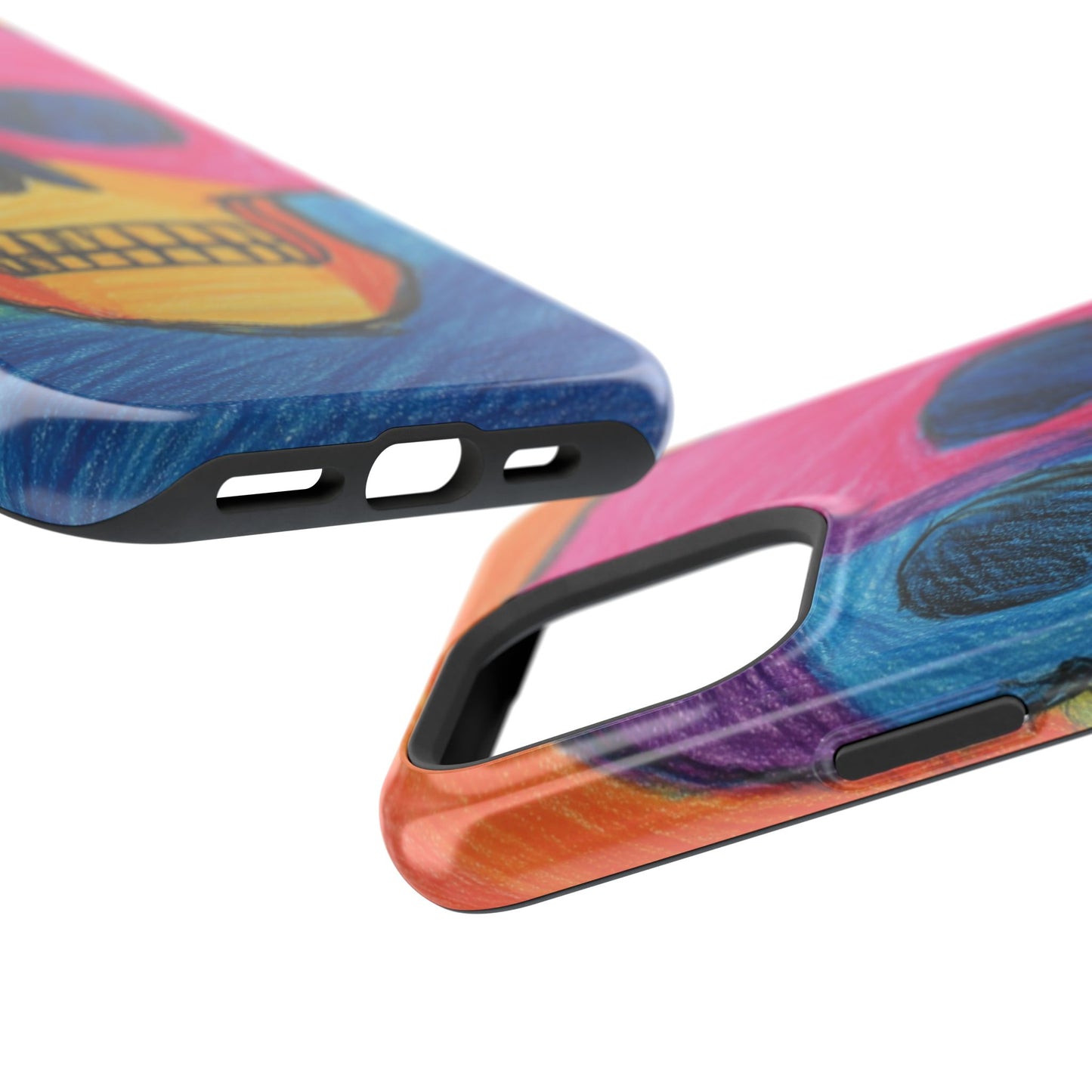 Colorful Skull Phone Case, Unique Art Case, Halloween Gift, Cute Skull Design, Impact-Resistant Cover