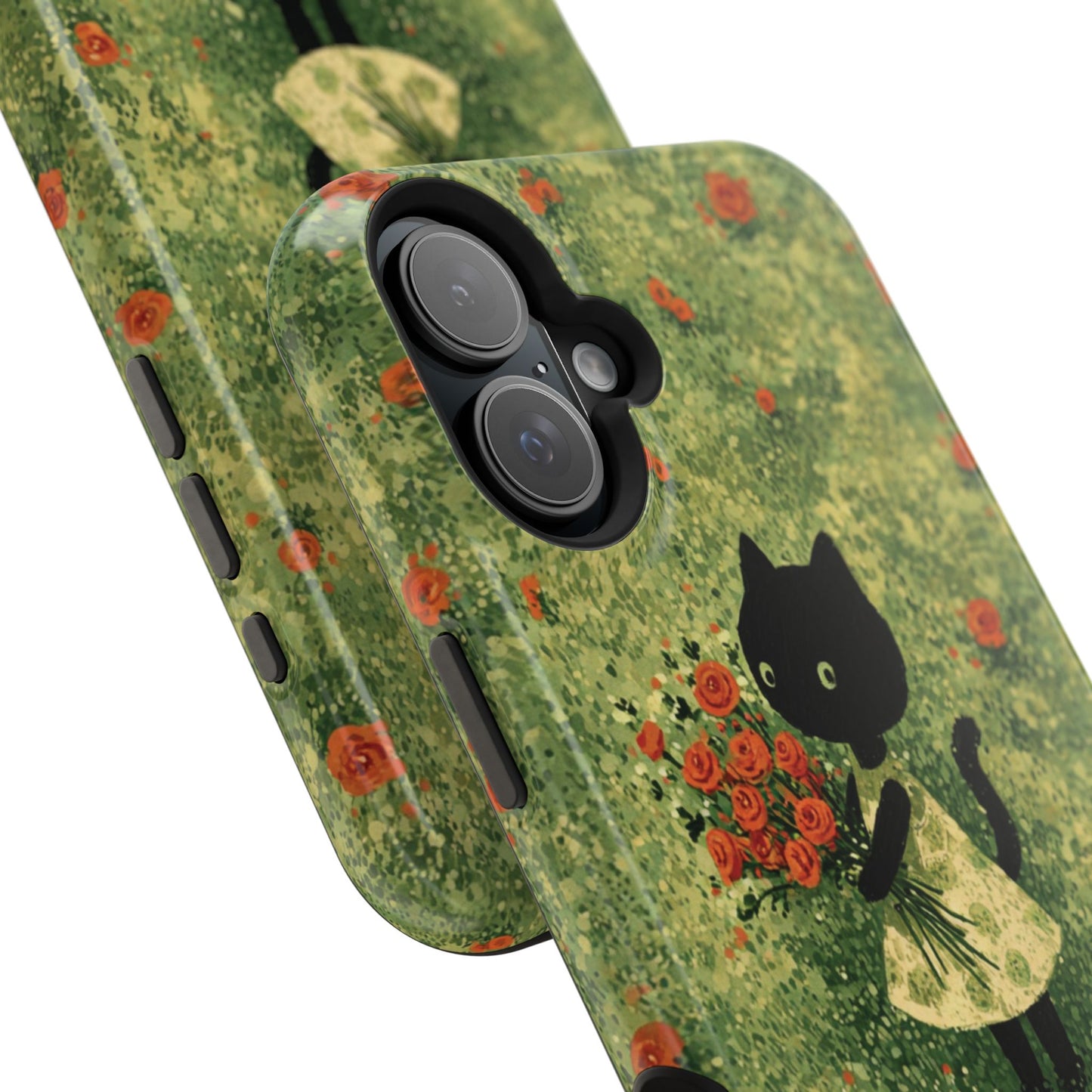 Cute Cat Floral Phone Case, Impact-Resistant Cases, Stylish Protection, Gift for Cat Lovers, Birthday Presents, Unique Accessories