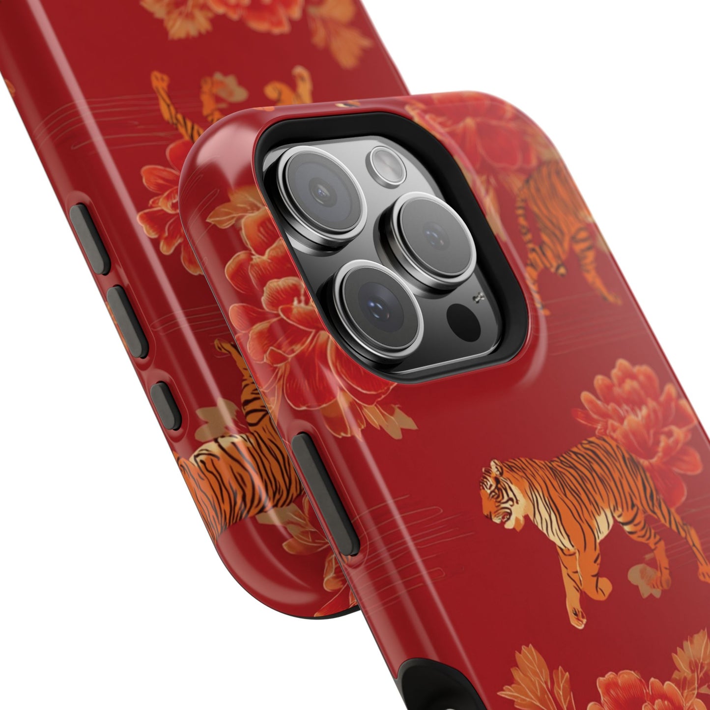 Vibrant Tiger Floral Phone Case - Impact-Resistant, Gift for Animal Lovers, Trendy Accessory, Unique Protection