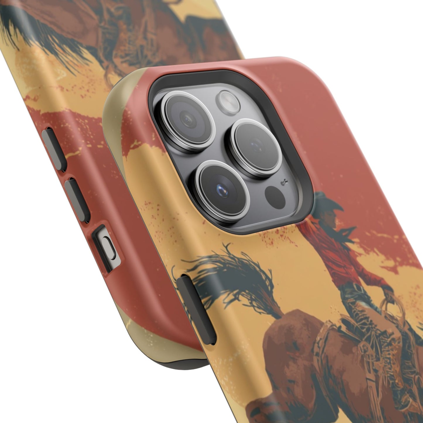 Magnetic Phone Case - Vintage Cowboy Design, Durable Cell Phone Cover, Western Style Accessory, Unique Gift for Rodeo Fans, Protective Case