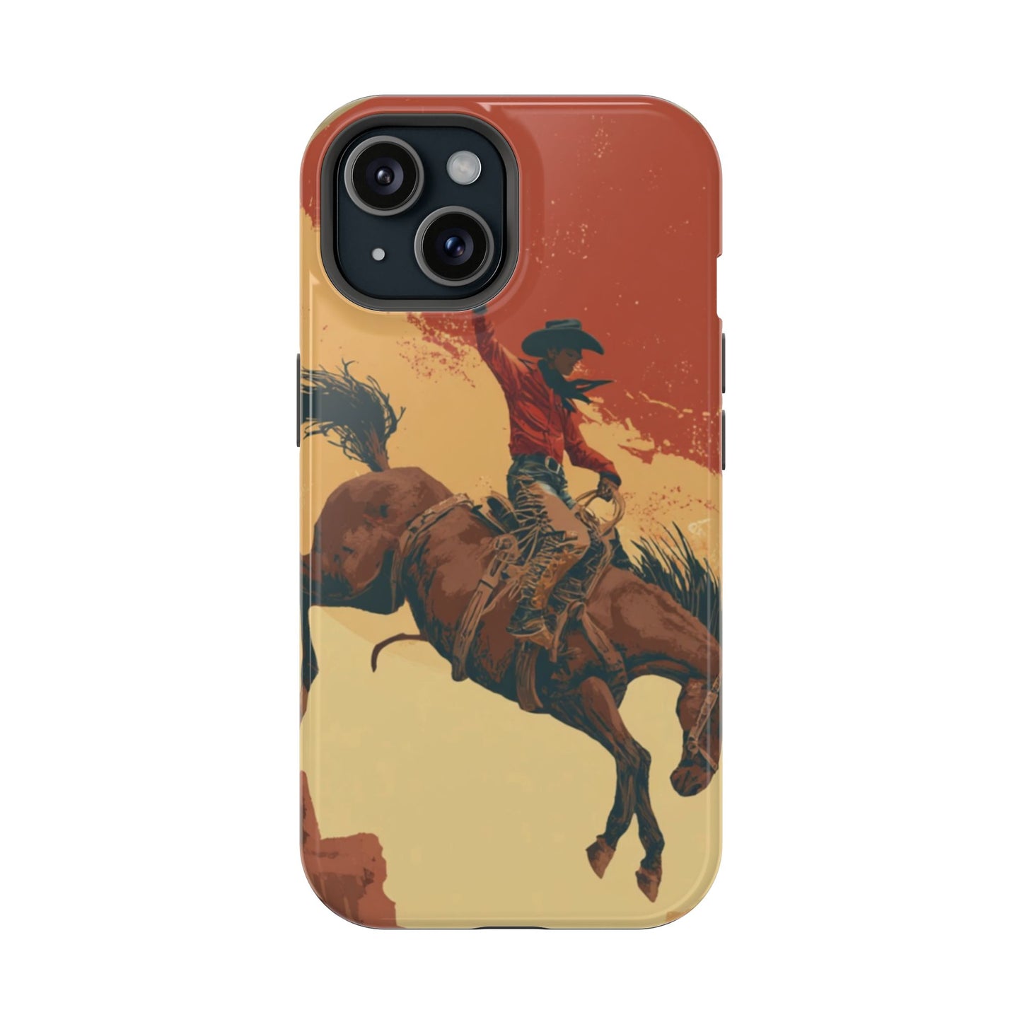 Magnetic Phone Case - Vintage Cowboy Design, Durable Cell Phone Cover, Western Style Accessory, Unique Gift for Rodeo Fans, Protective Case
