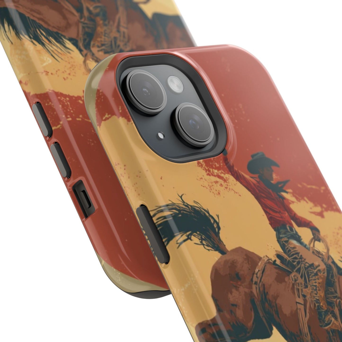 Magnetic Phone Case - Vintage Cowboy Design, Durable Cell Phone Cover, Western Style Accessory, Unique Gift for Rodeo Fans, Protective Case